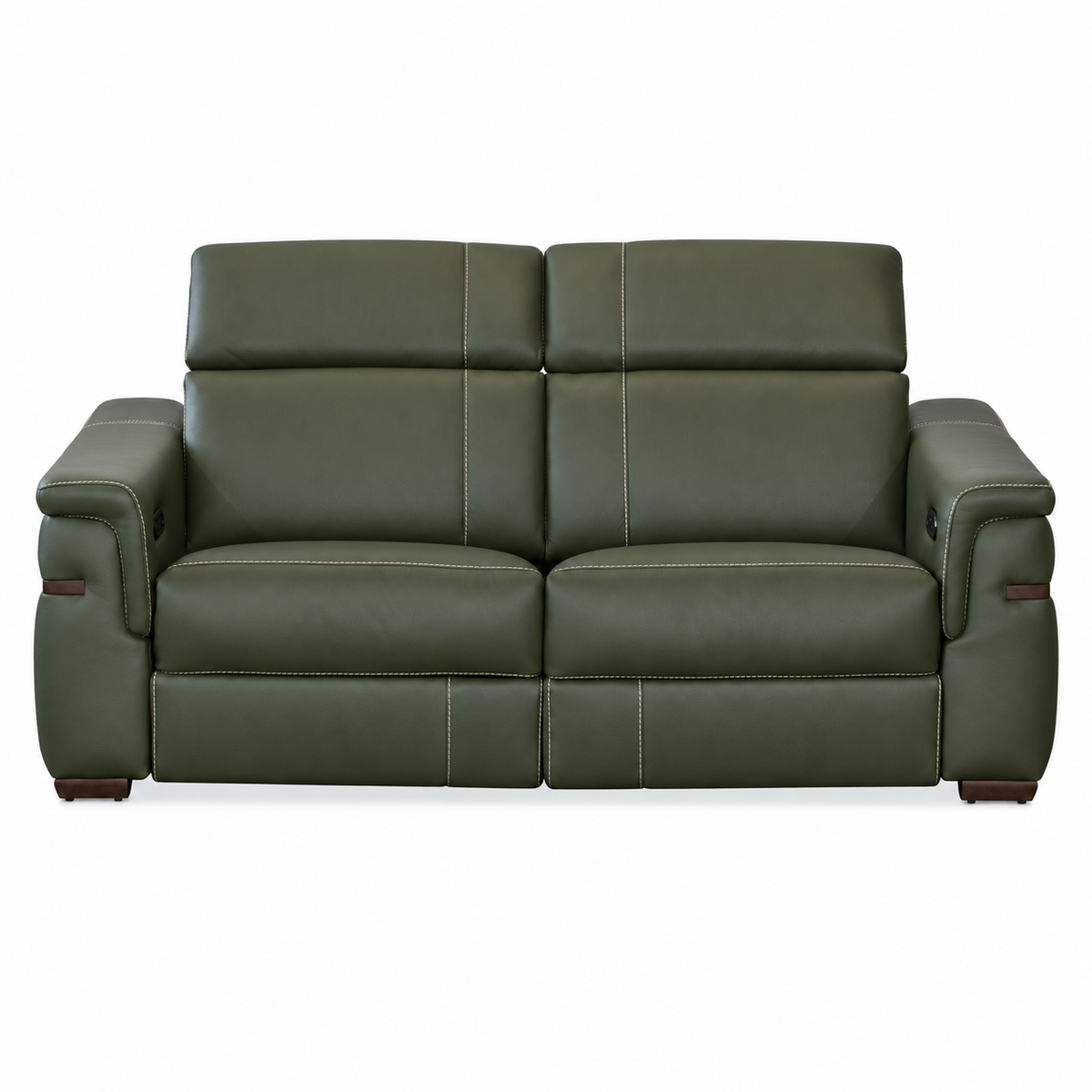Montello - Causeuse inclinable motorisée - Cuir Véritable Vert