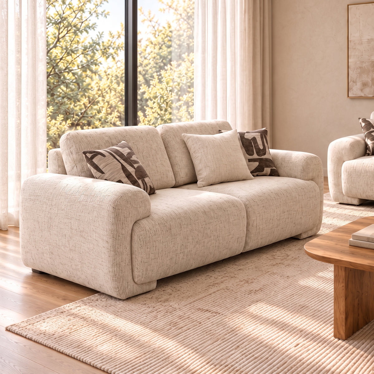 Celine - Loveseat - Beige Fabric