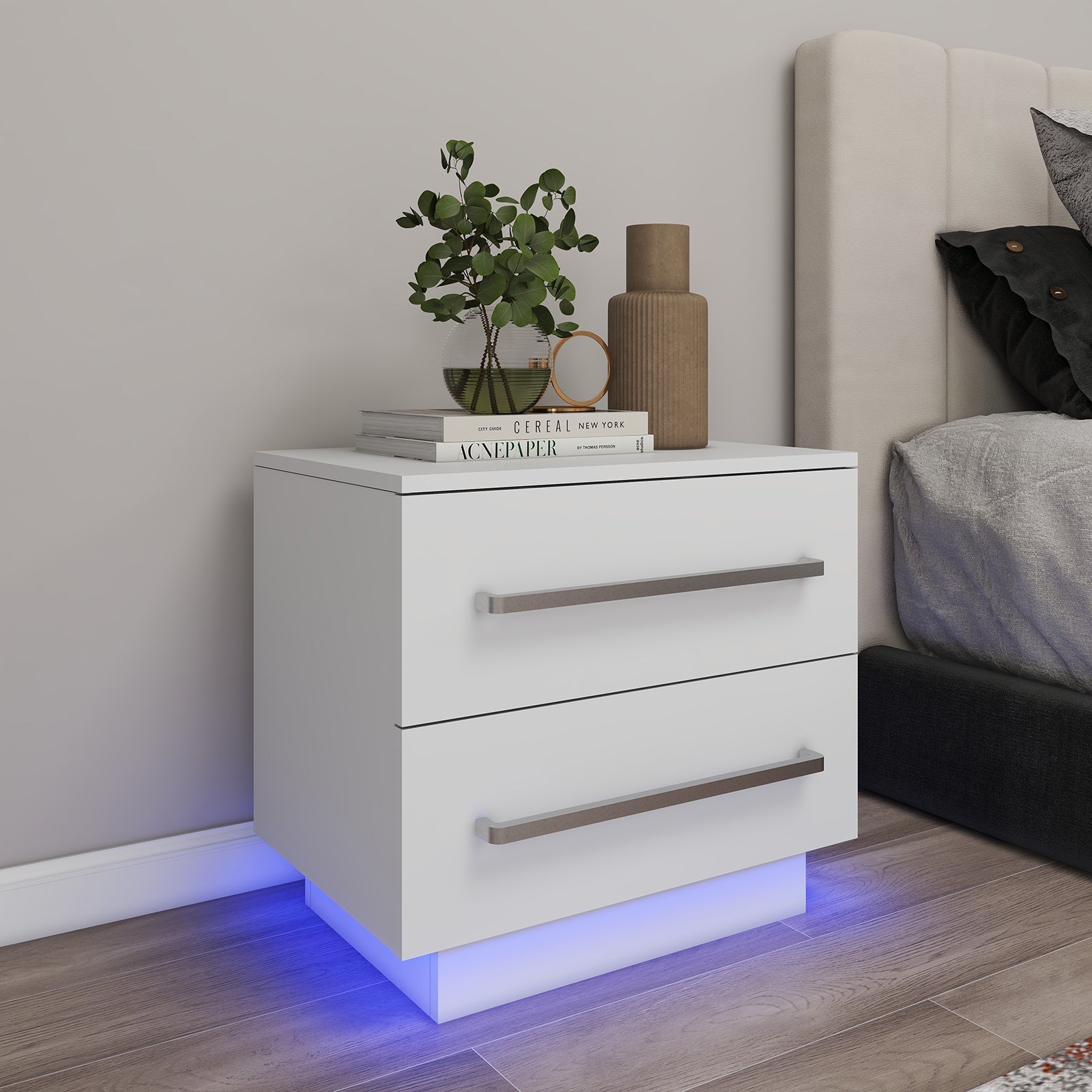 Clara - Table de chevet avec LED - Blanc