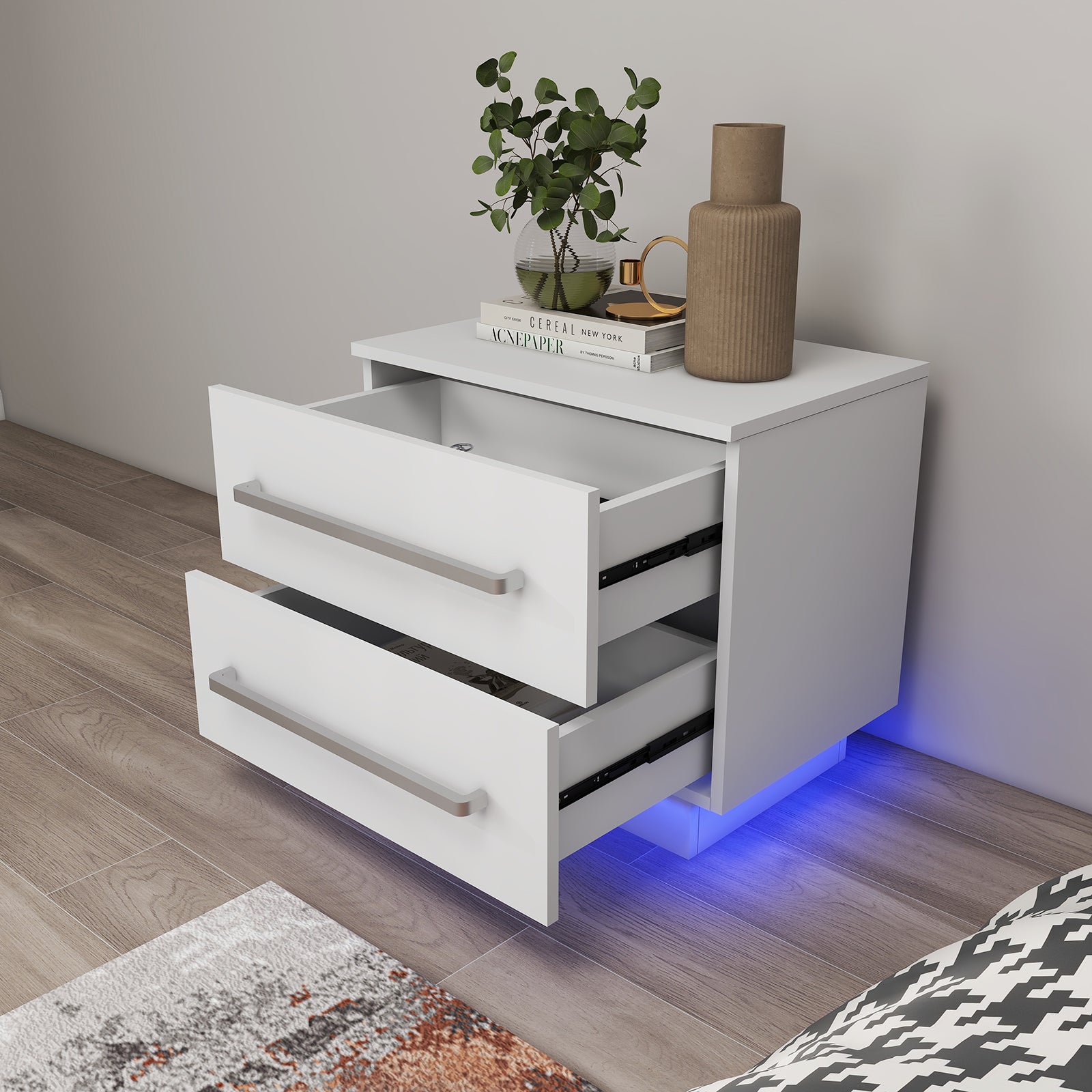 Clara - Table de chevet avec LED - Blanc