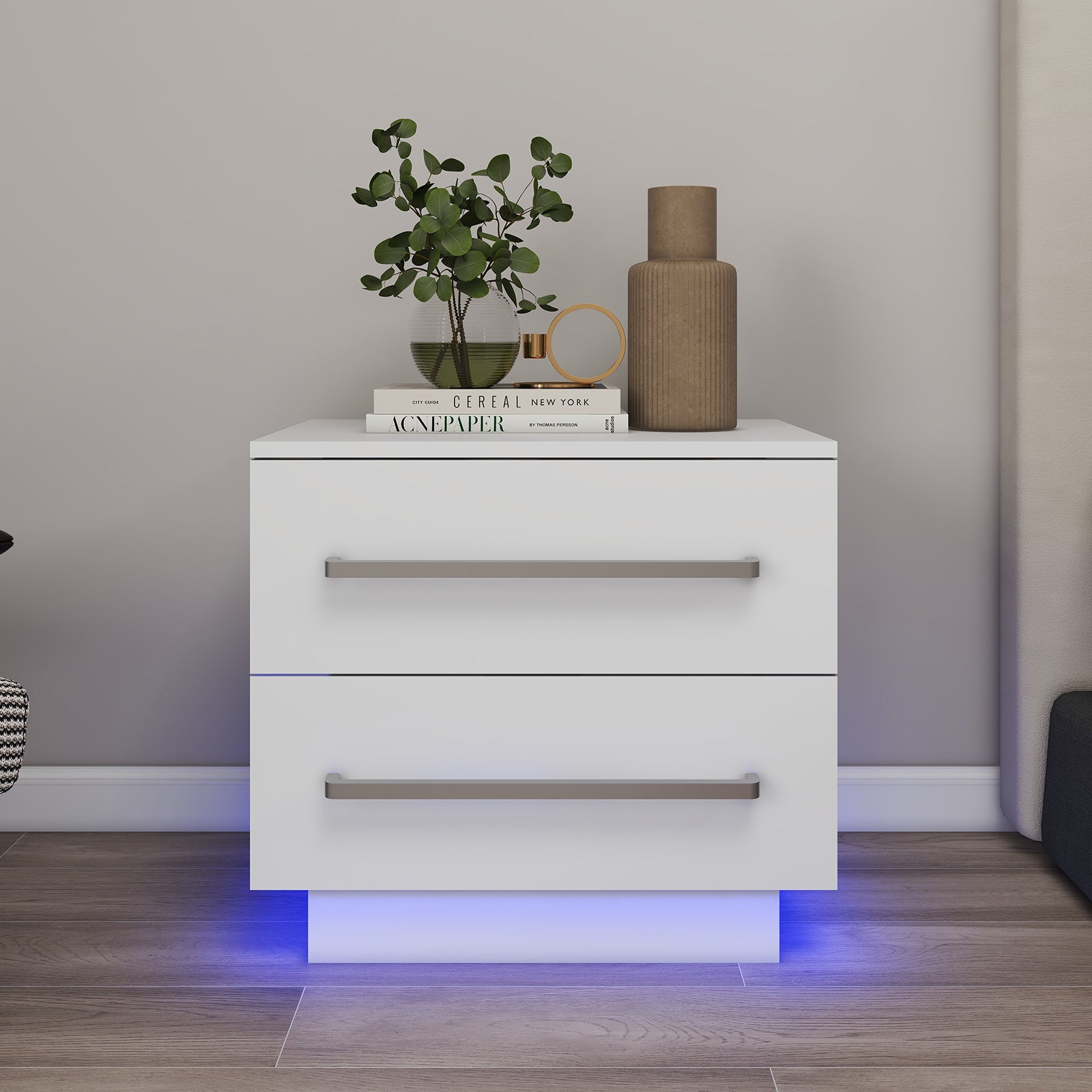 Clara - Table de chevet avec LED - Blanc