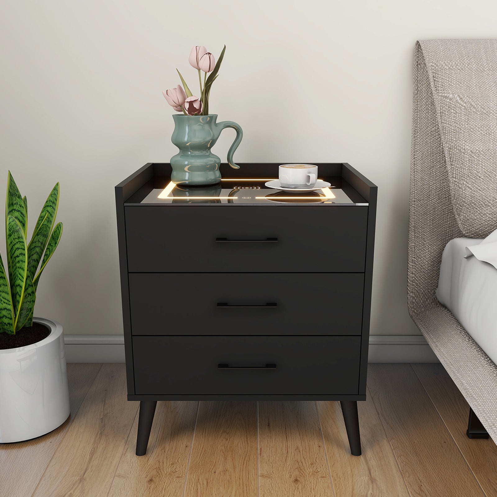 Alice - Smart Nightstand Table - Black