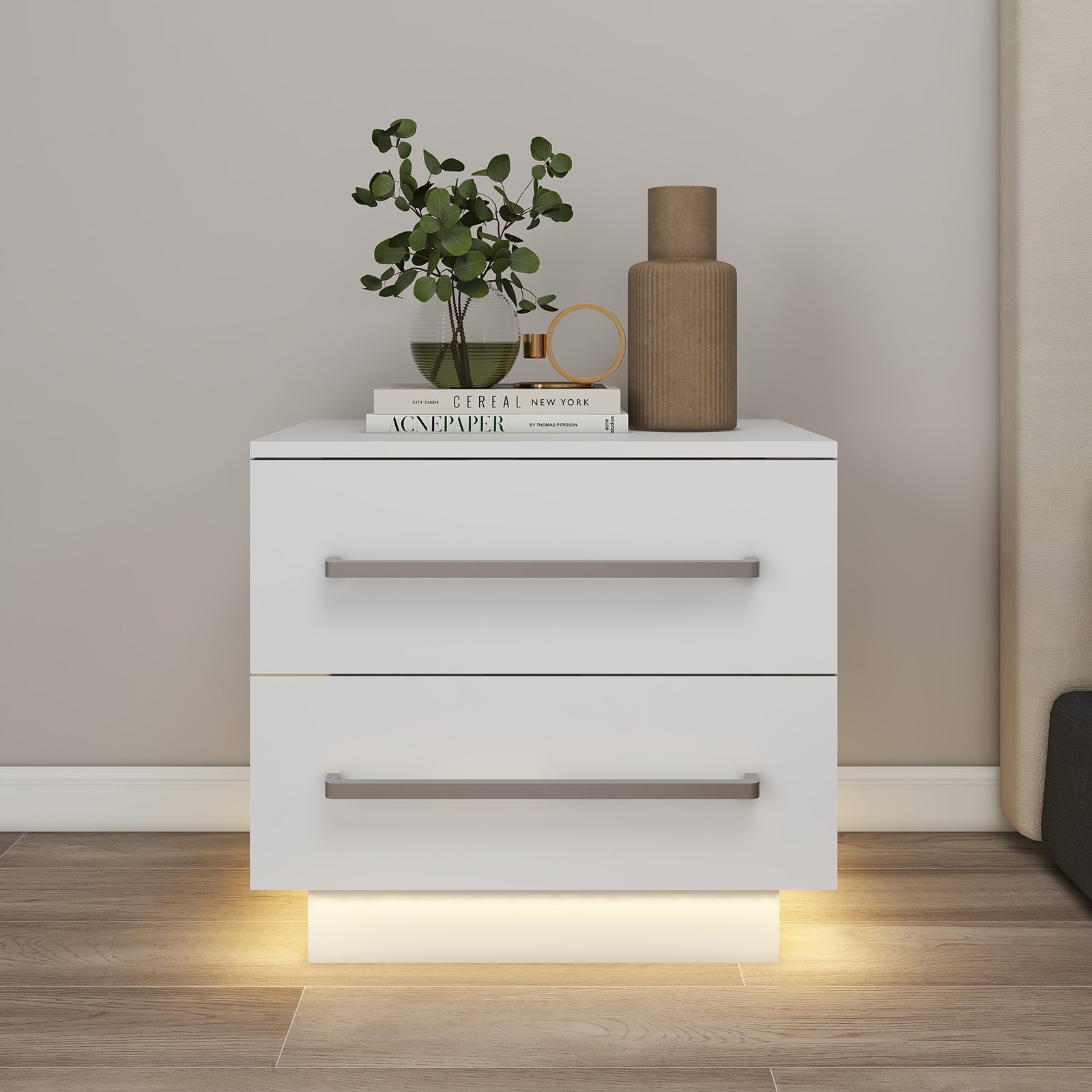 Clara - Table de chevet avec LED - Blanc