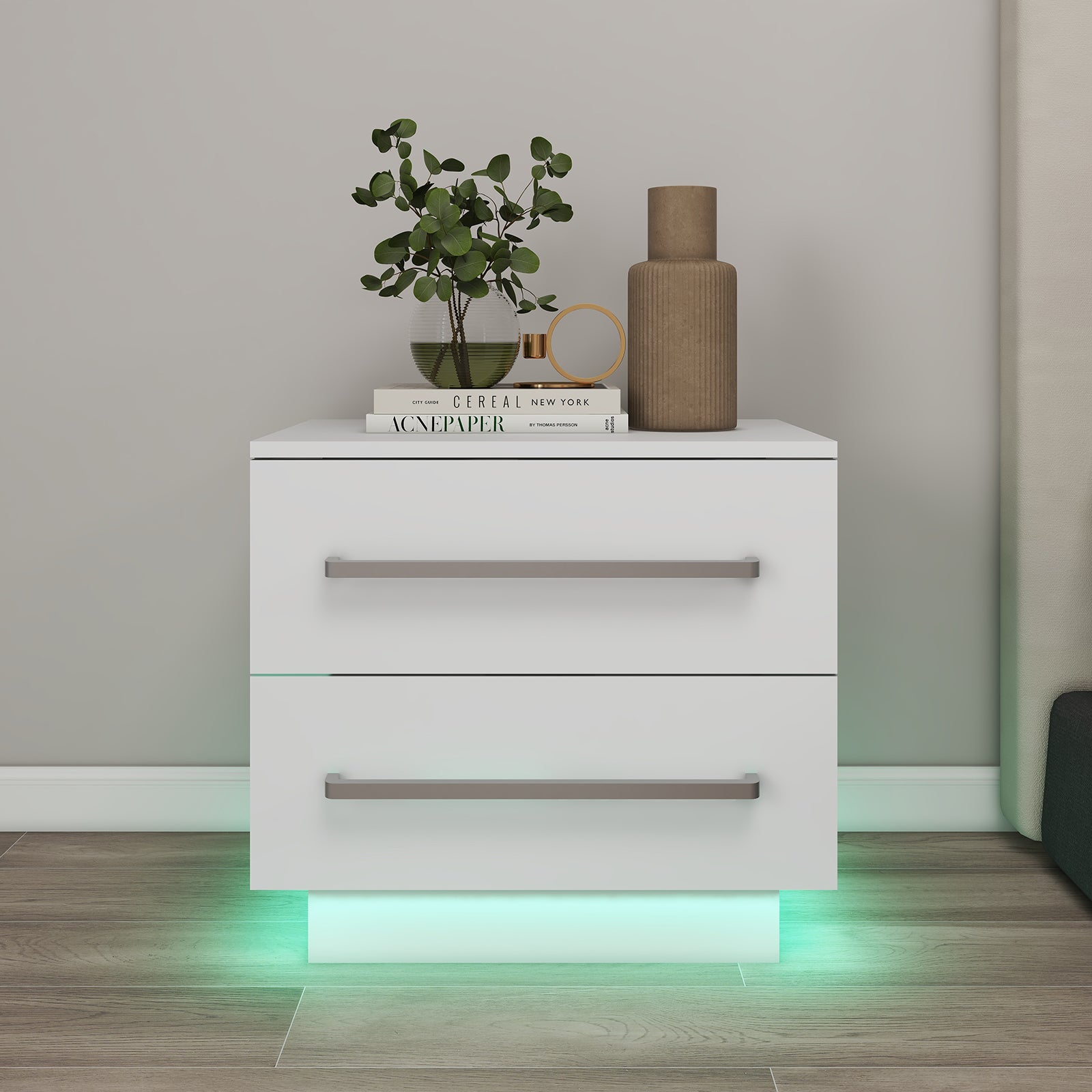 Clara - Table de chevet avec LED - Blanc