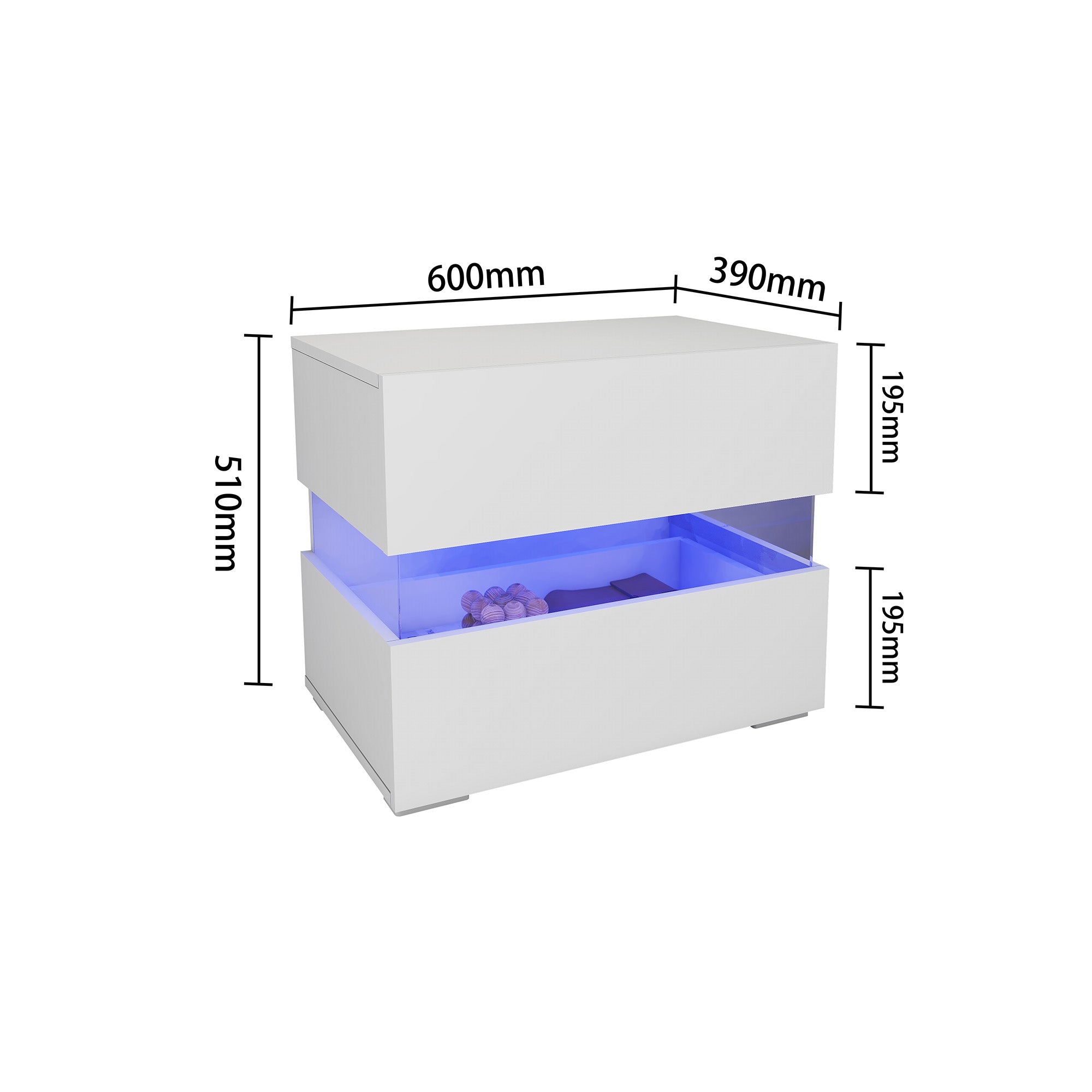 Amélia - Table de chevet avec LED - Blanc
