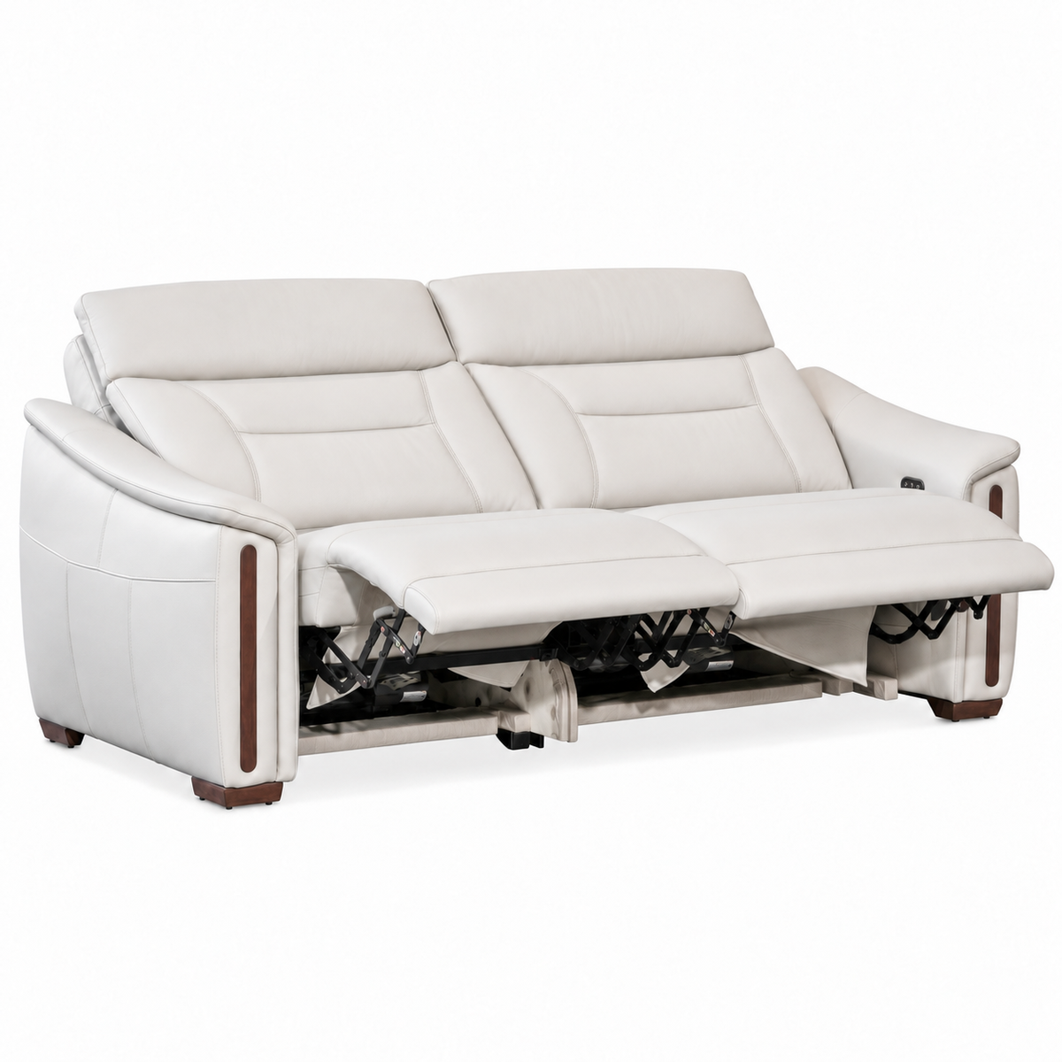 Bellano - Sofa Condo inclinable motorisée - Cuir Véritable Ivoire