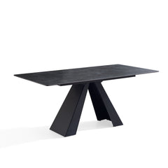 Table à Manger - 36"x71" - Céramique Gris Foncé / Métal Noir