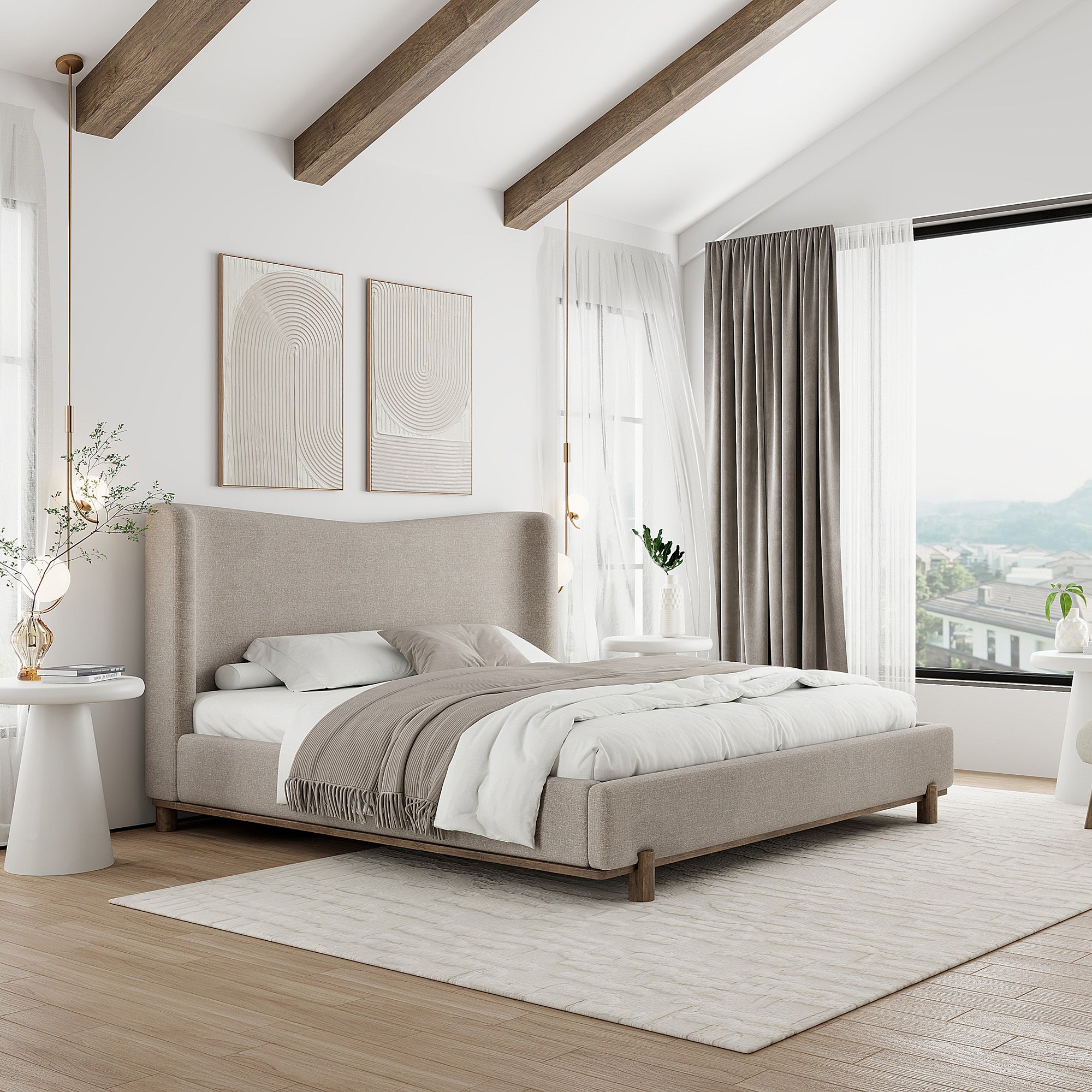 Isadora - King Bed - Dark Beige