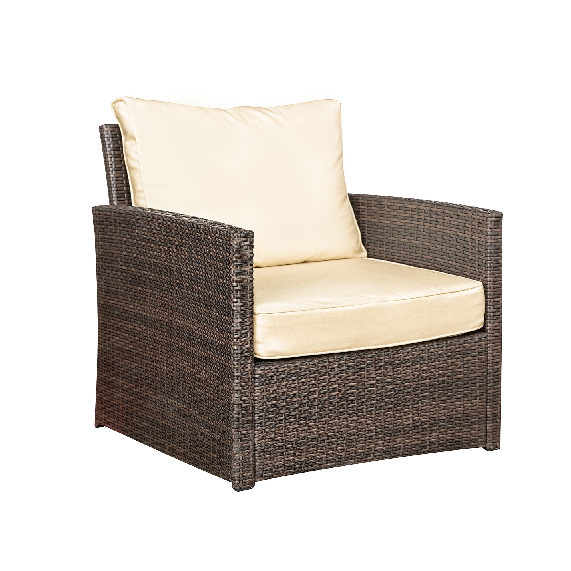 Patio Set - 6 Piece Patio Set with Fireplace Table - Brown and Beige