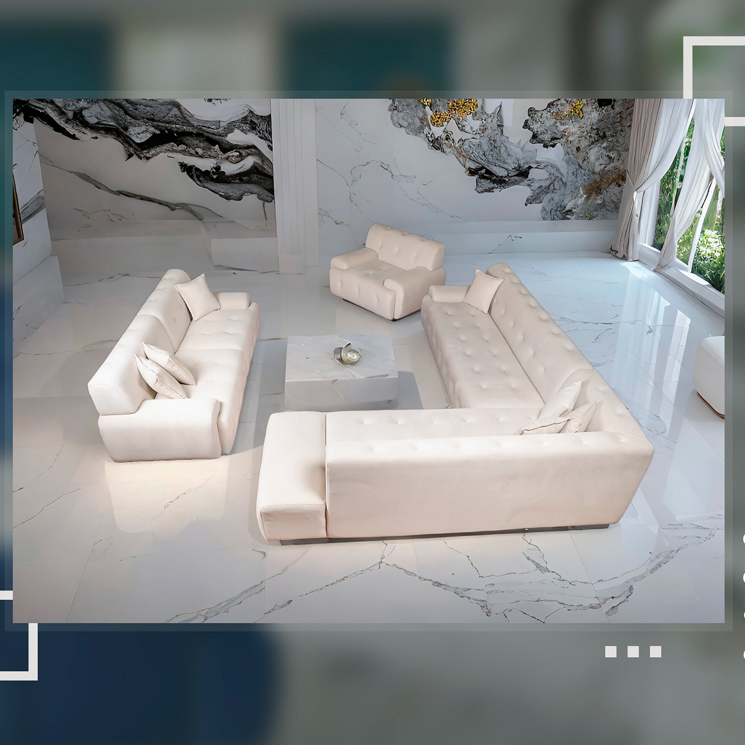 Panda - 3 Seater Sofa - Beige Fabric