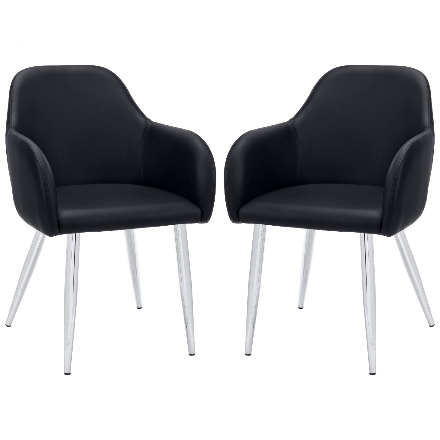 Lena - Dining Chair - Black PU Leather