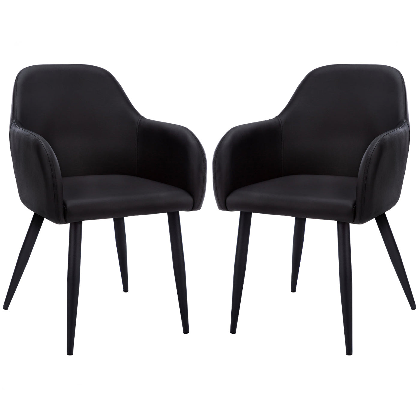 Lena - Dining Chair - Black PU Leather