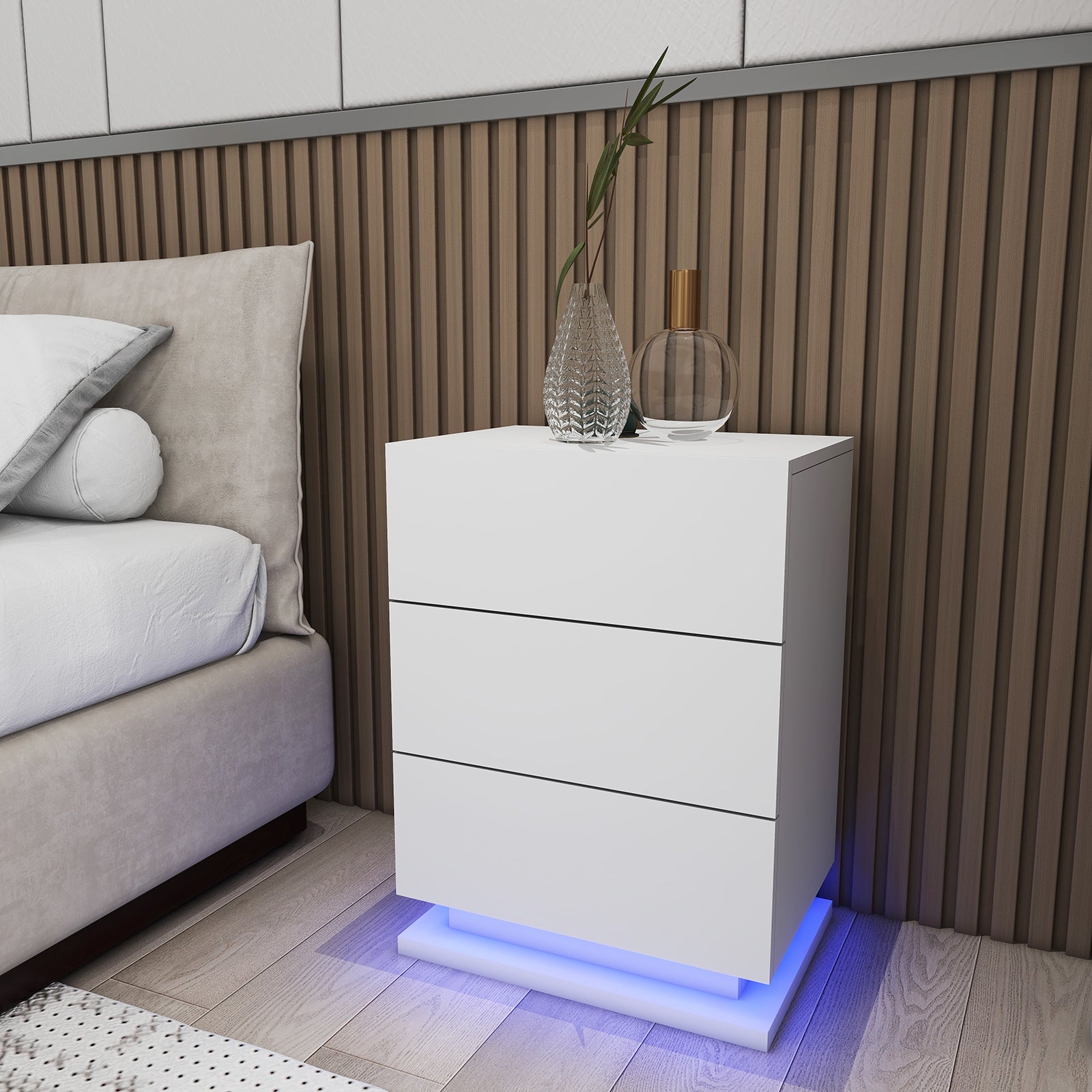 Raphael - Table de chevet avec LED - Blanc