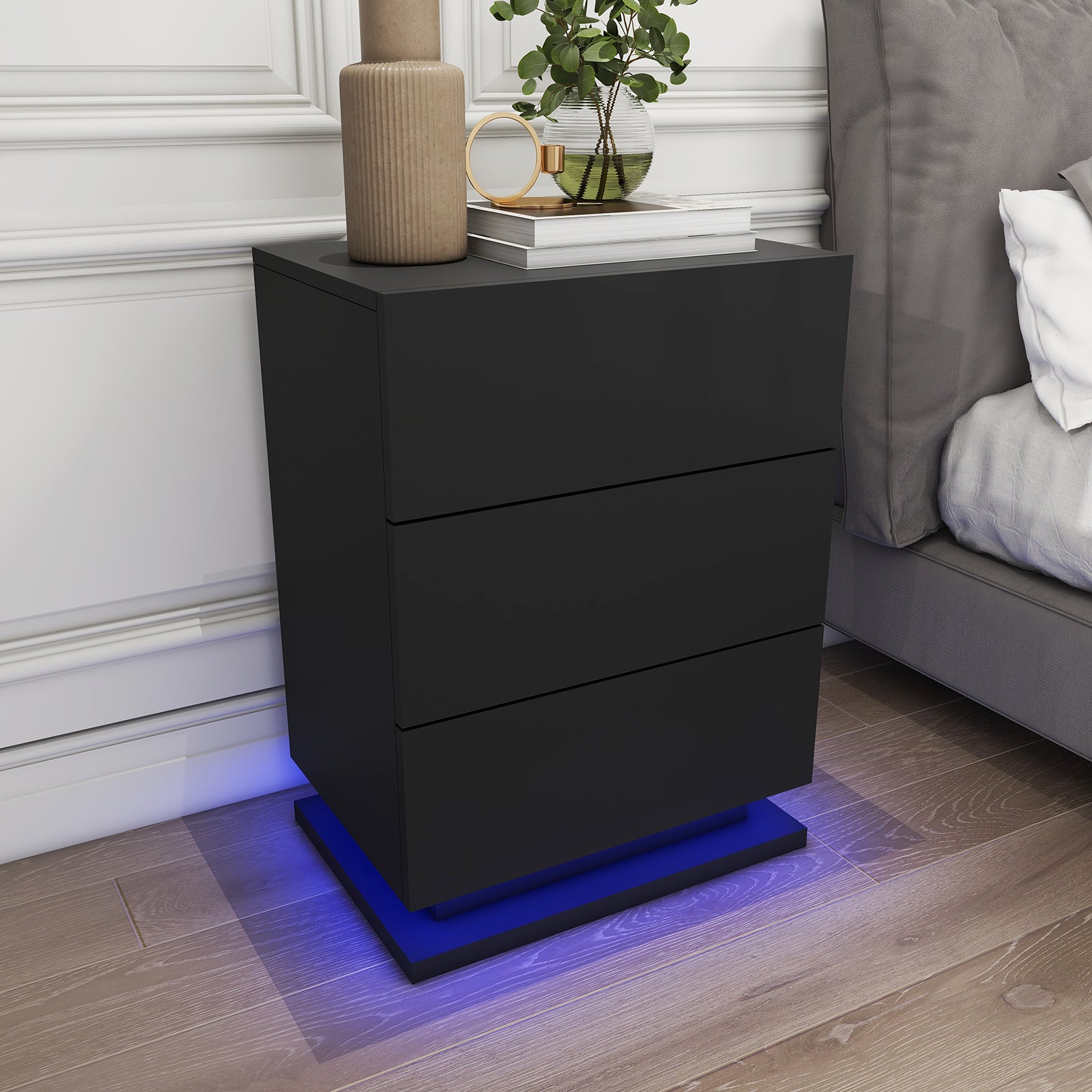 Raphael - Table de chevet avec LED - Noir
