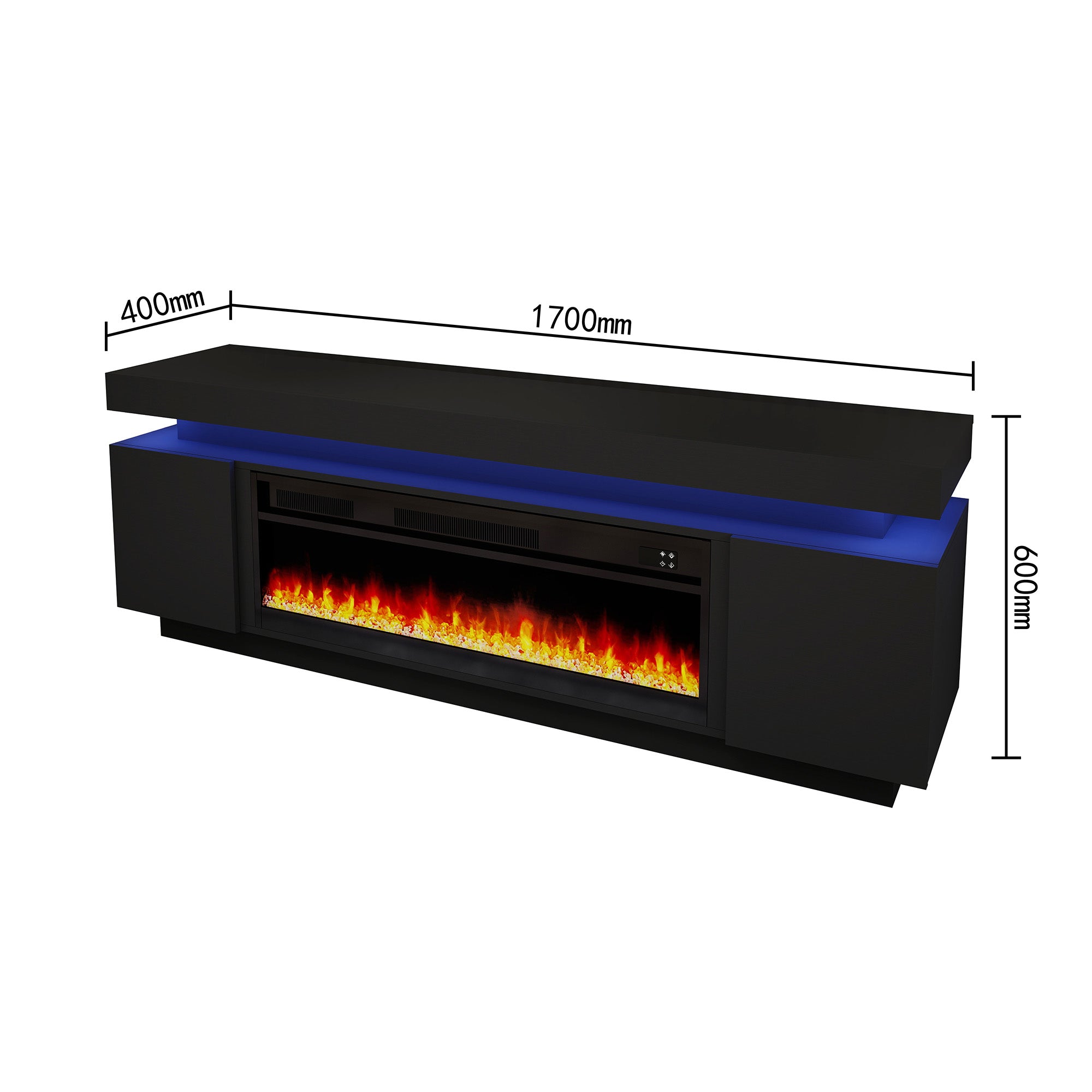 Paula - LED TV Stand with Fireplace - Entertainment Unit - Glossy Black - 67 in.