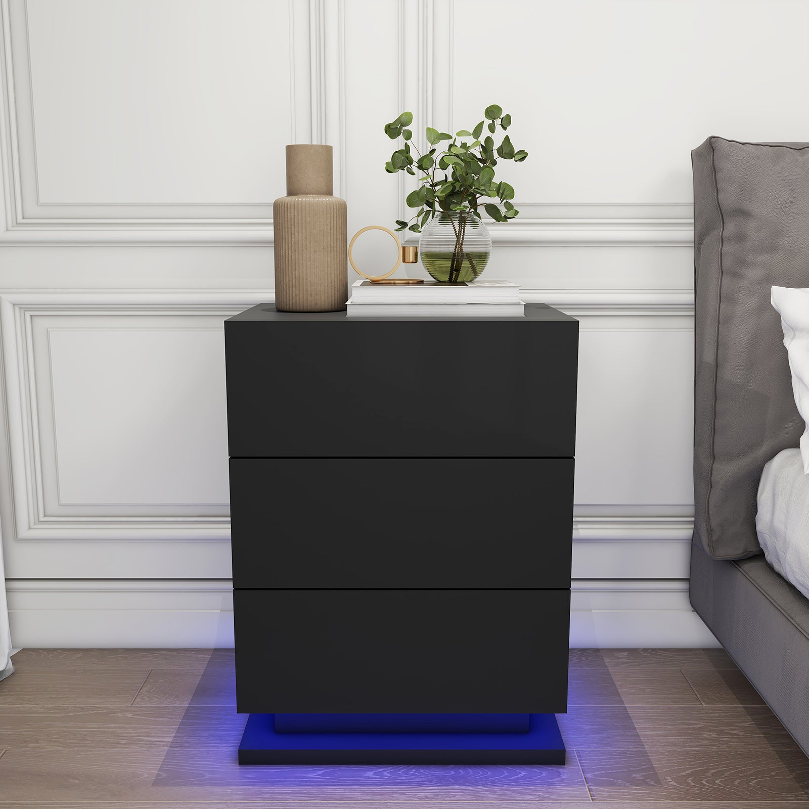 Raphael - Table de chevet avec LED - Noir