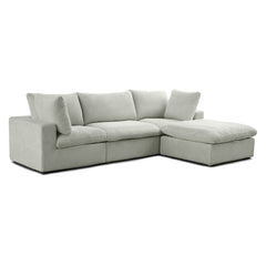 Sofa Modulaire Sectionnel - Cozy - Tissu Côtelé Gris Pâle