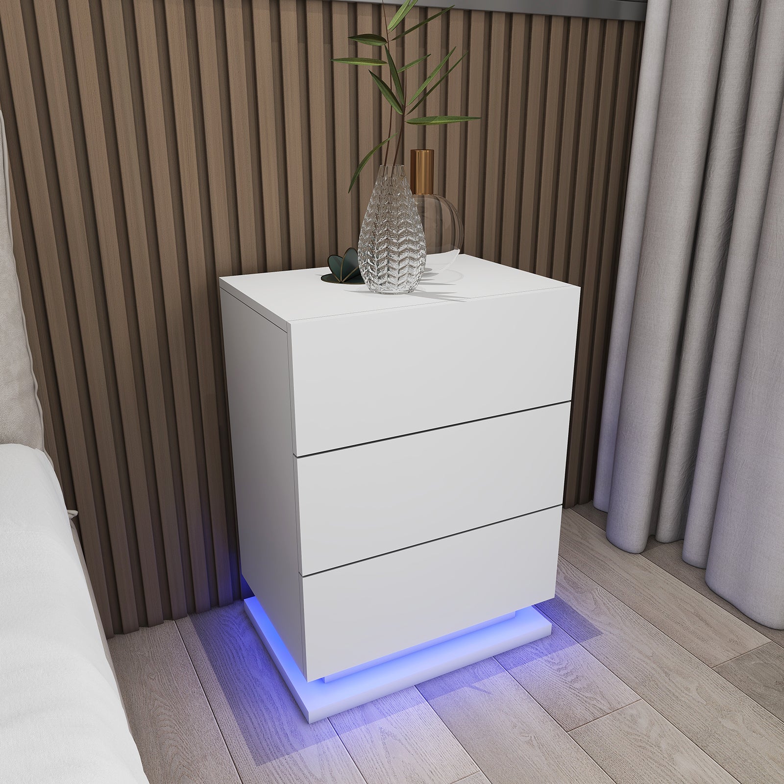 Raphael - Table de chevet avec LED - Blanc