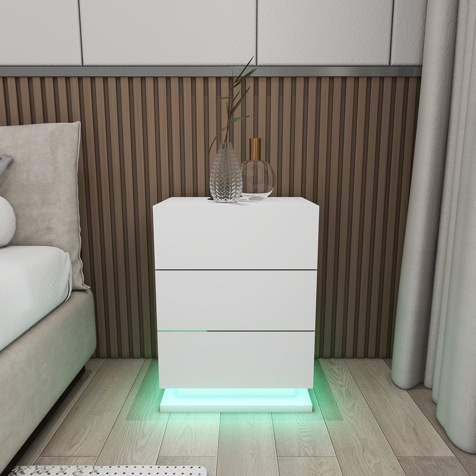 Raphael - Table de chevet avec LED - Blanc