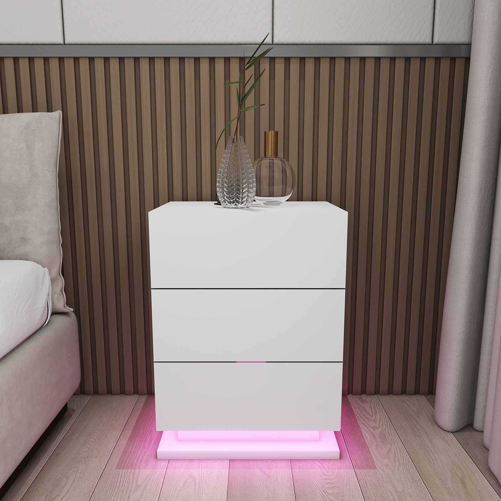 Raphael - Table de chevet avec LED - Blanc