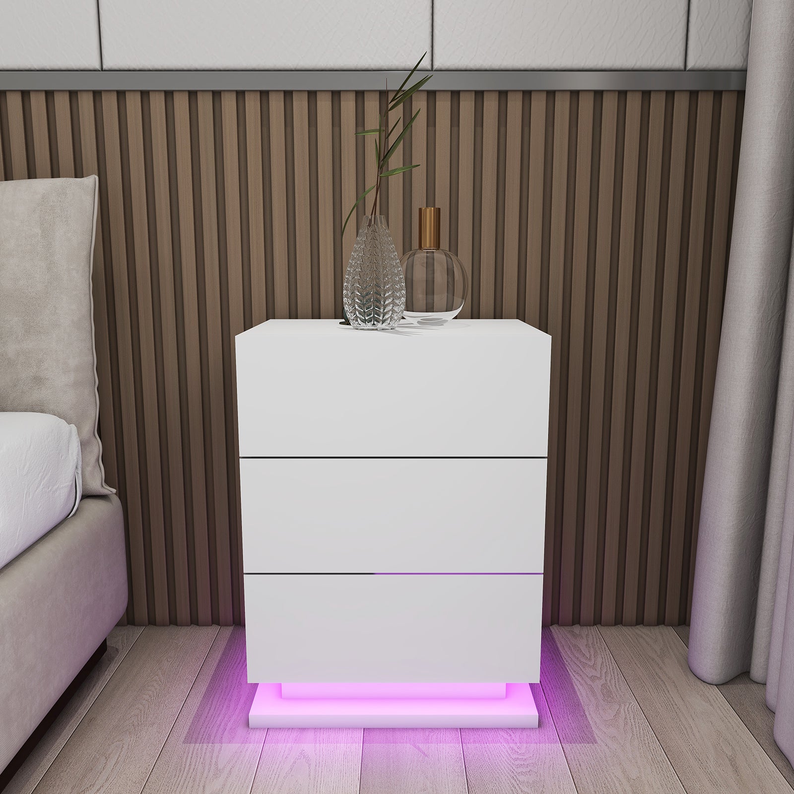 Raphael - Table de chevet avec LED - Blanc