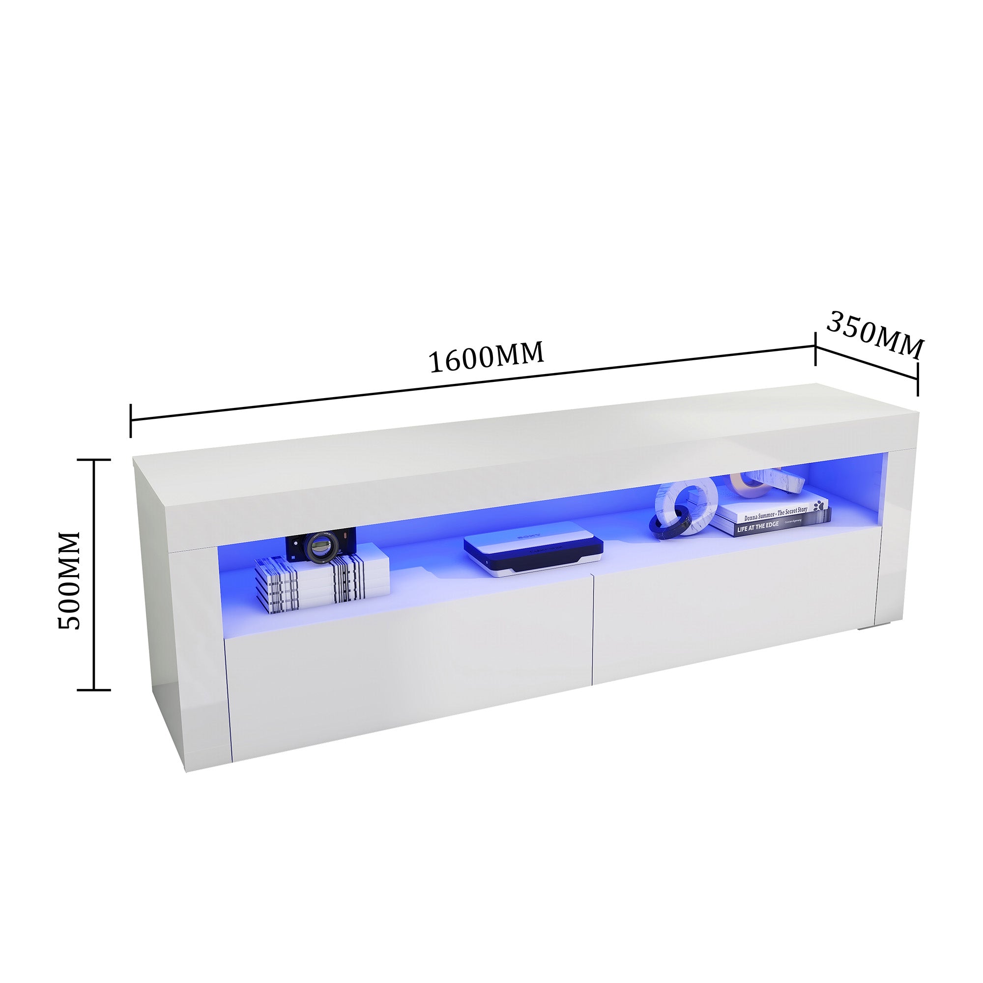 Ashton - LED TV Stand - Entertainment Unit - High Gloss White - 63in