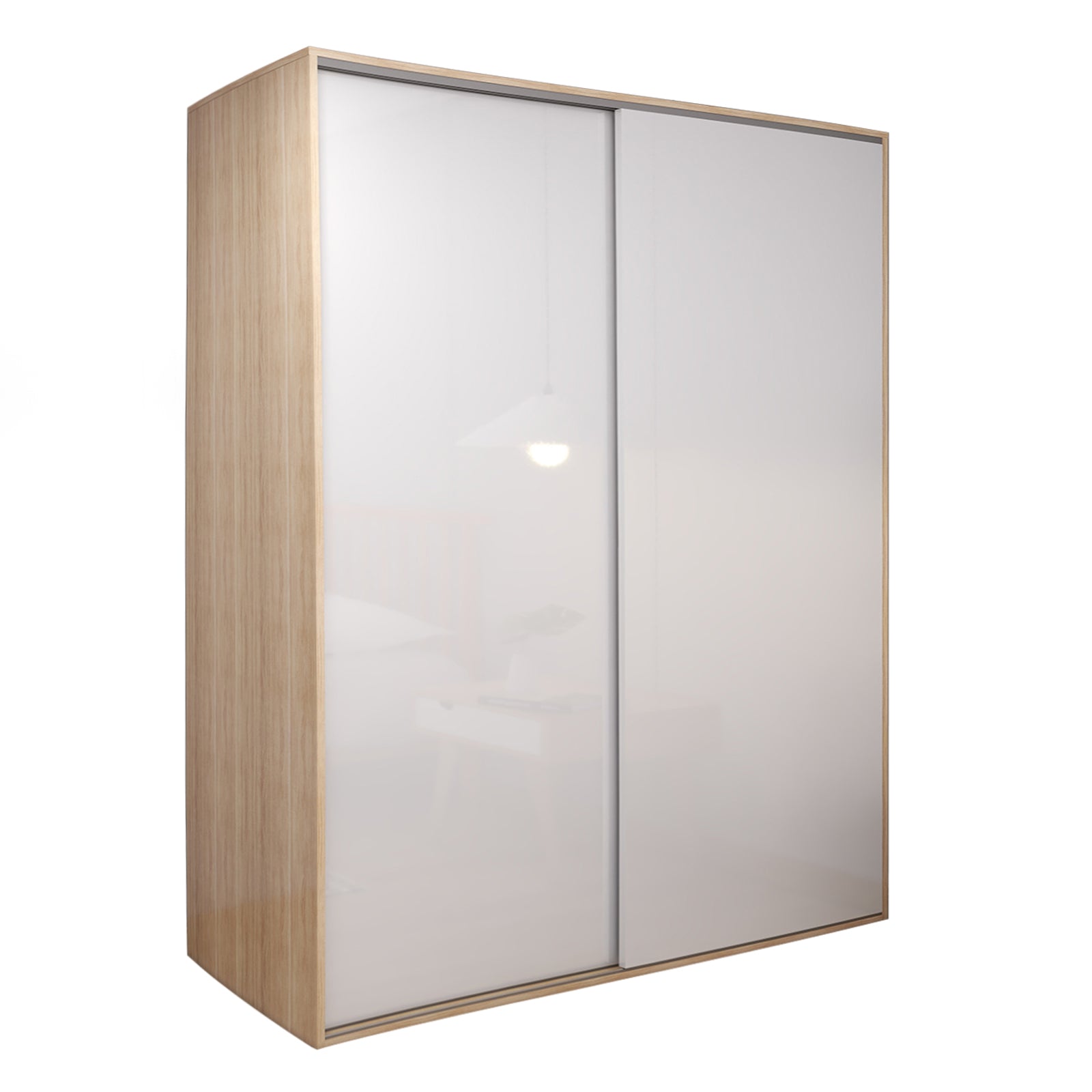 Vista - Wardrobe - Sliding Doors - Glossy White and Oak