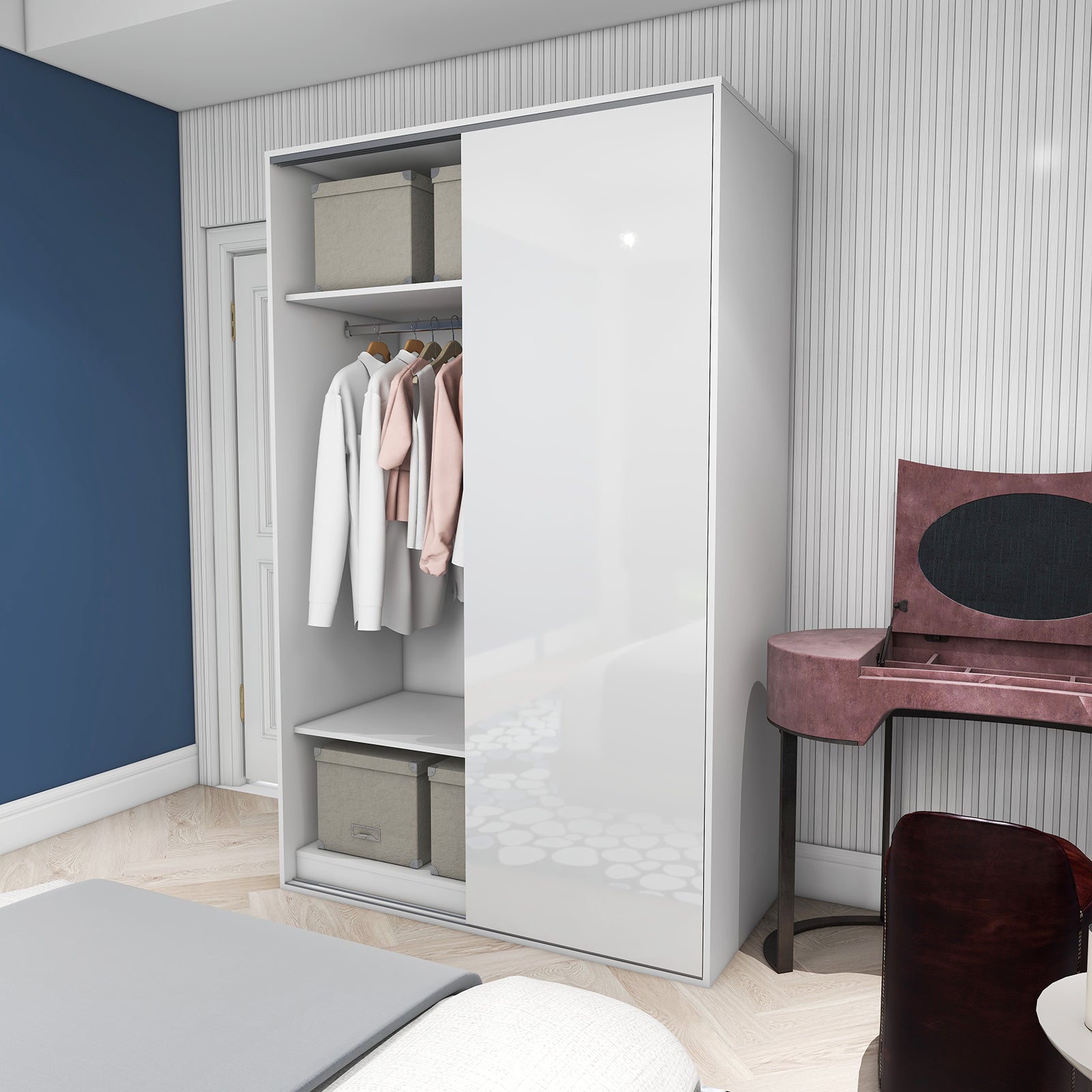 Vista - Wardrobe - Sliding Doors - Glossy White
