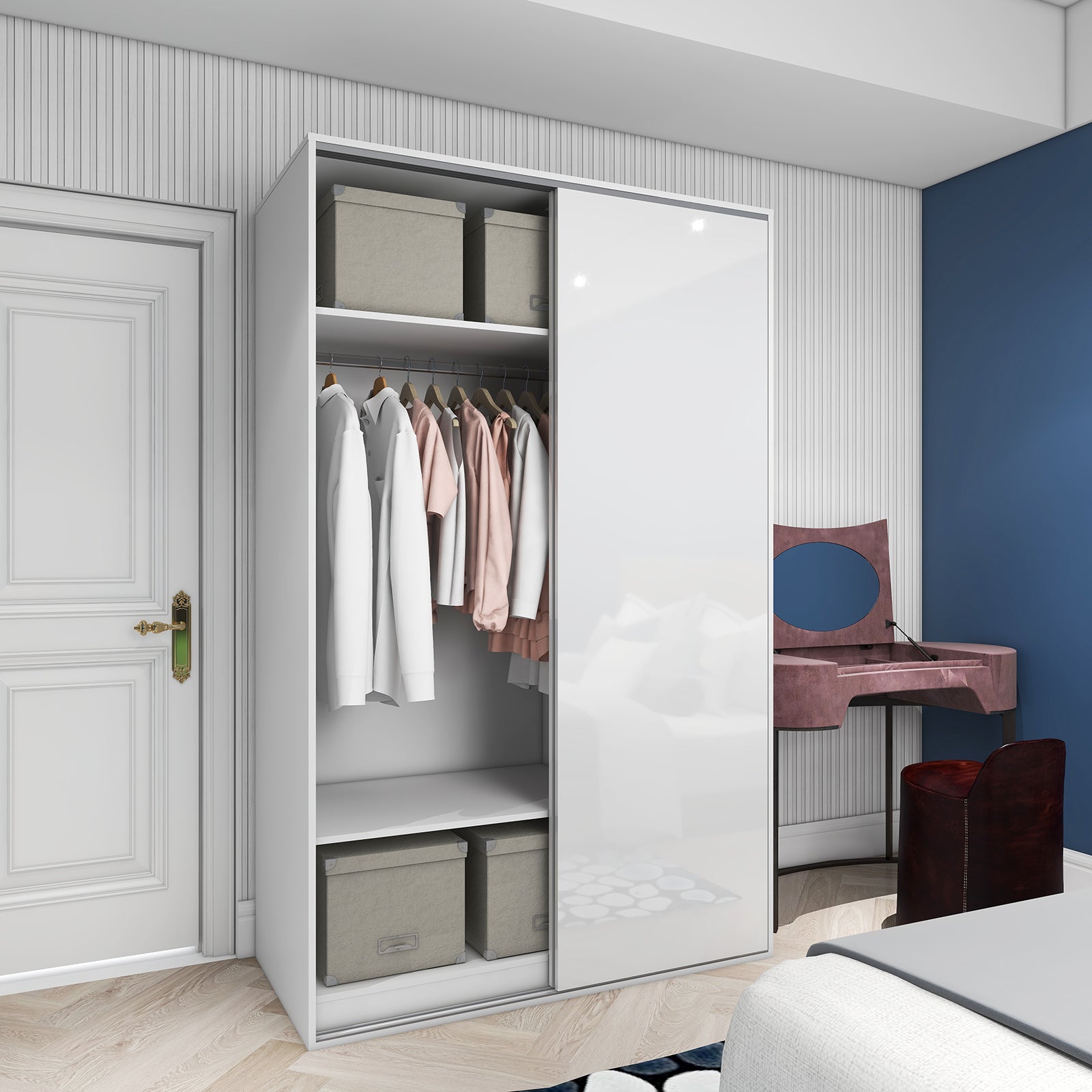 Vista - Wardrobe - Sliding Doors - Glossy White