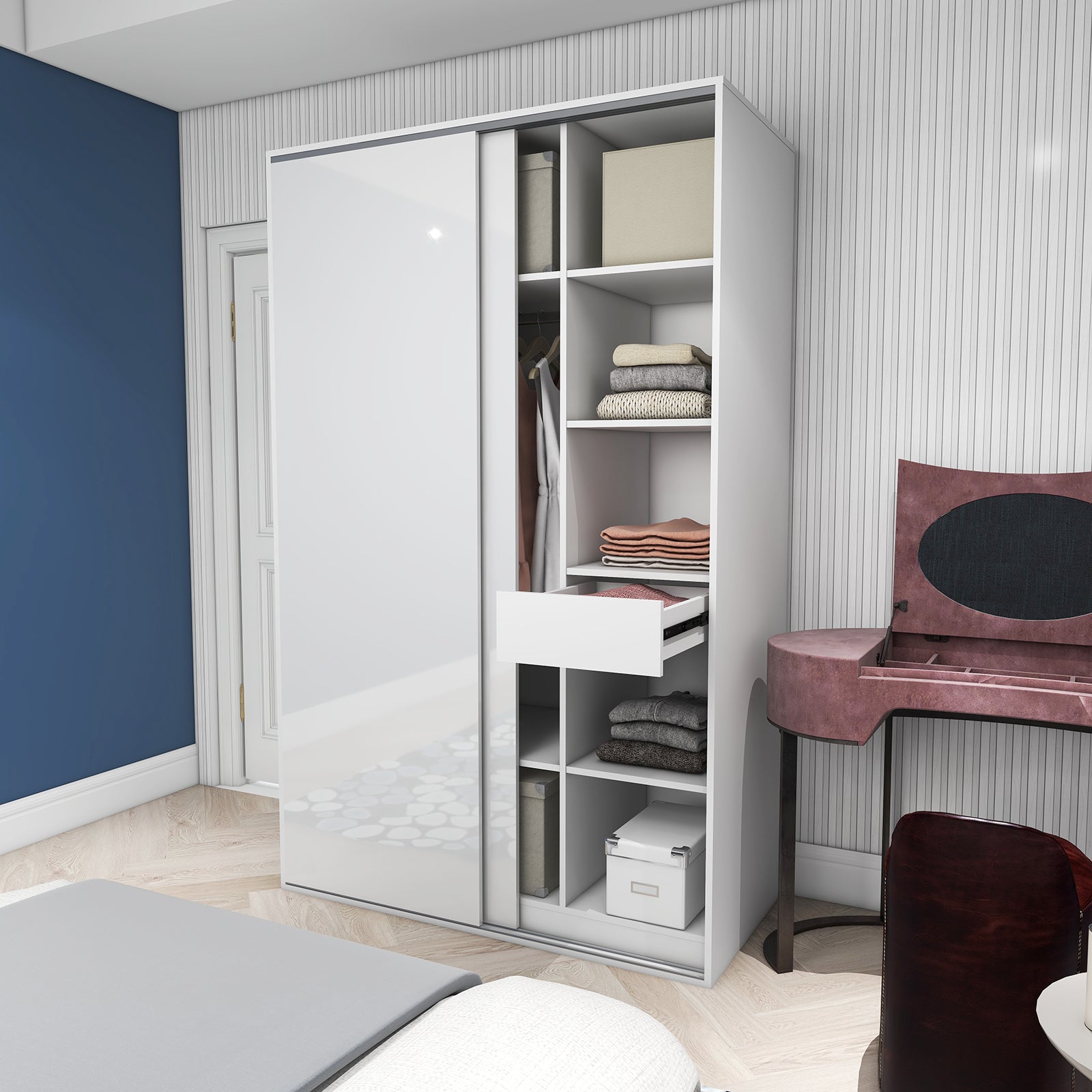 Vista - Wardrobe - Sliding Doors - Glossy White