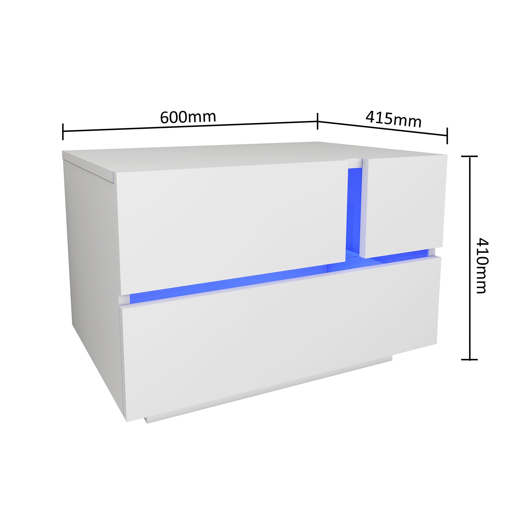 Aaron - Table de chevet avec LED - Blanc