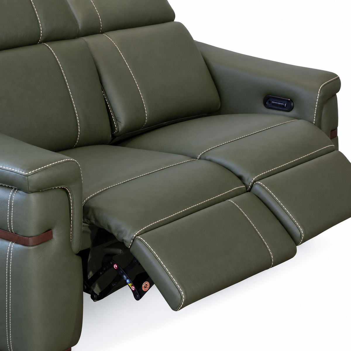 Montello - Causeuse inclinable motorisée - Cuir Véritable Vert