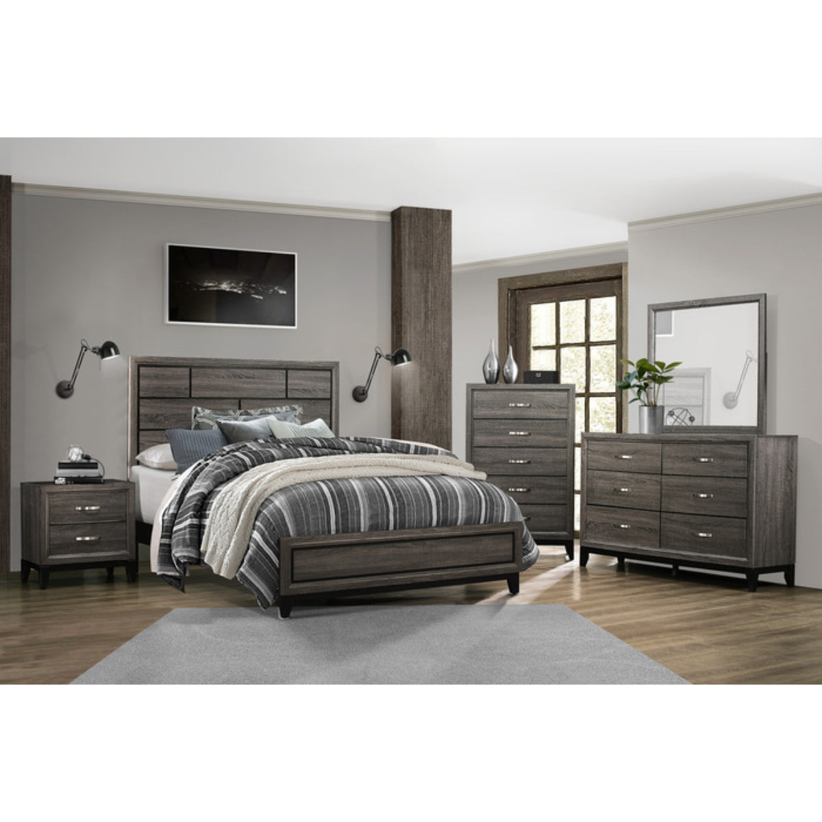 Davi - Twin Bed - Grey