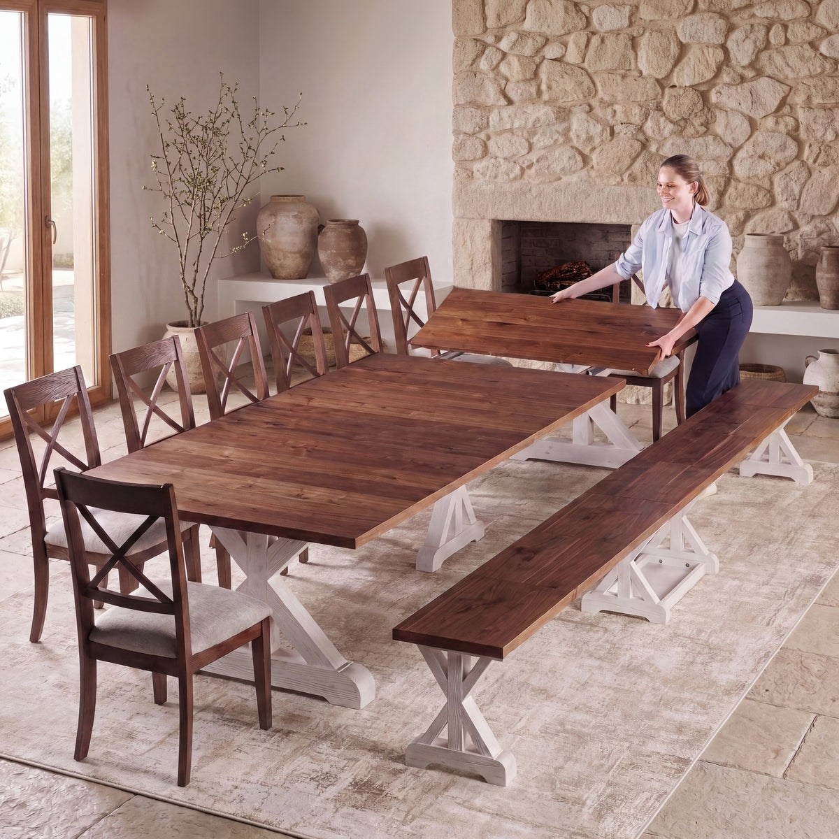 Transformer - Gather Bench - French Chestnut / Patina White