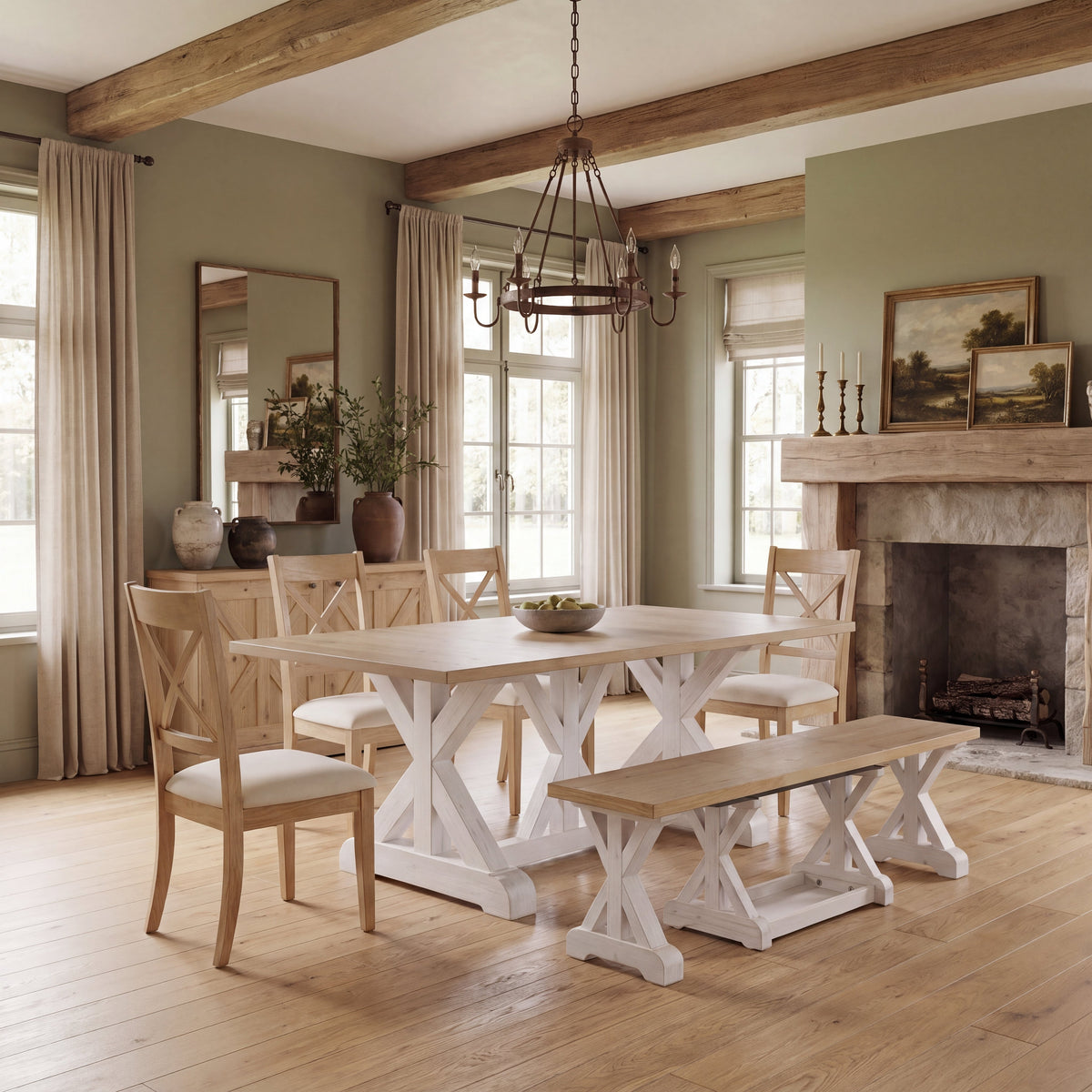 Transformer - Gather Bench - Belgian Oak / Patina White