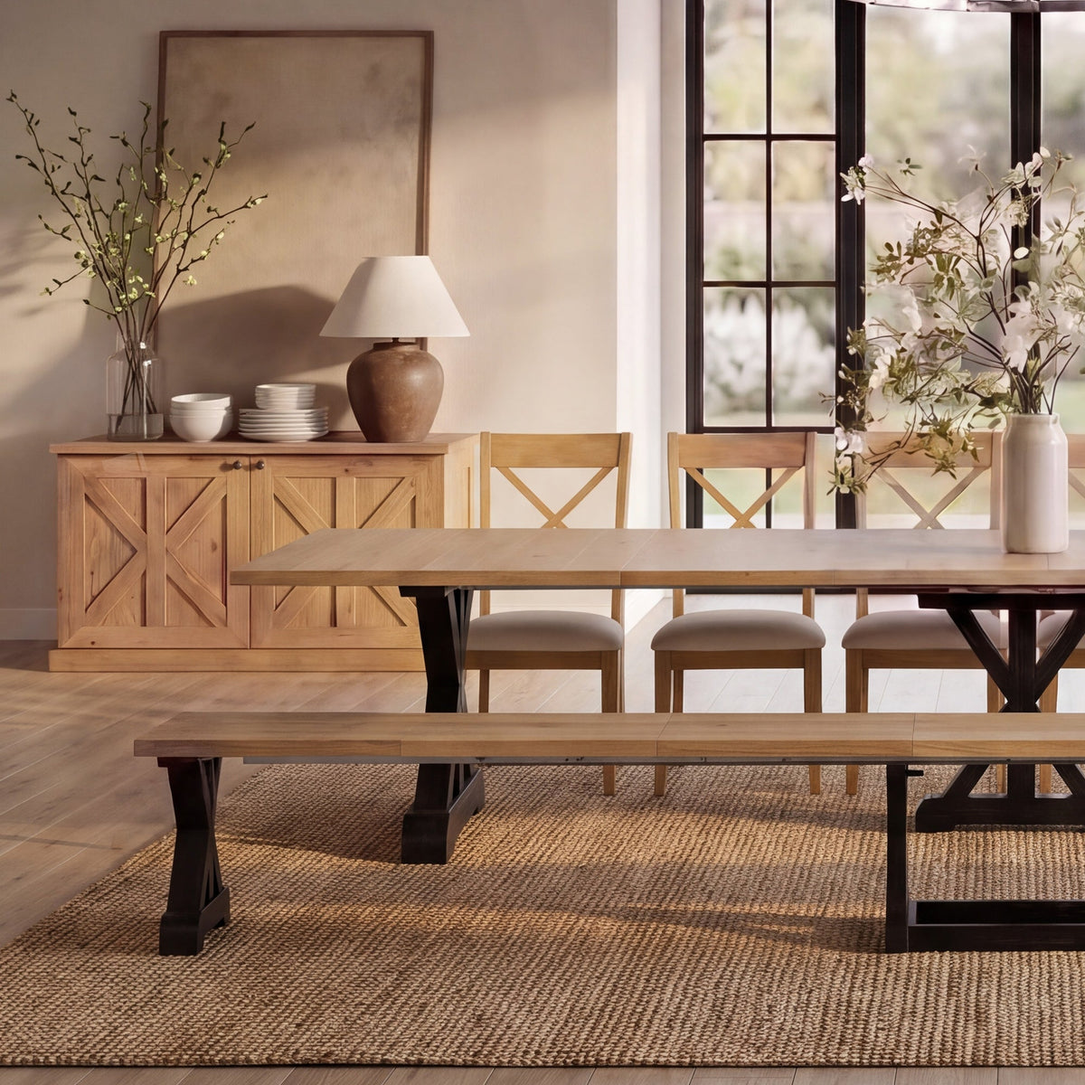 Transformer - Gather Bench - Belgian Oak / Patina Black