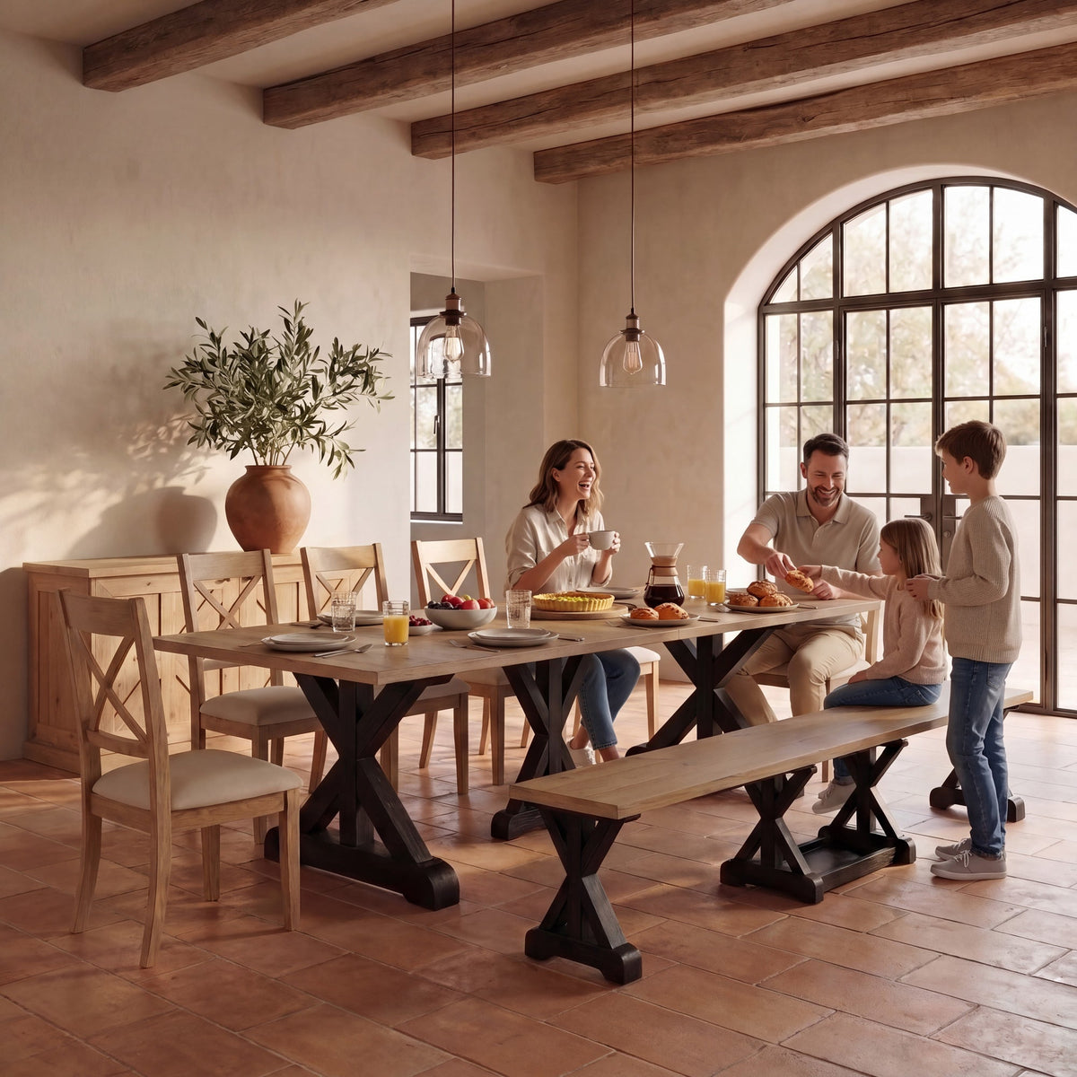Transformer - Gather Dining Table - Belgian Oak / Patina Black