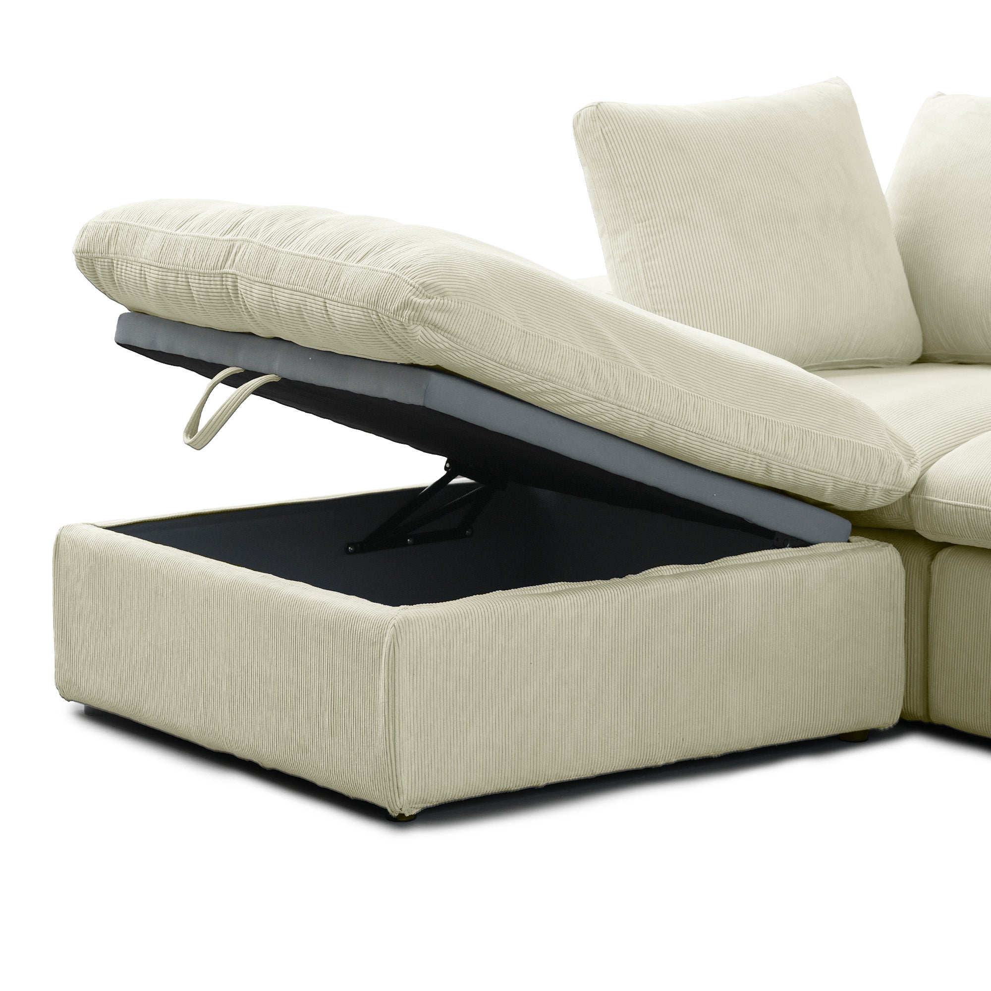 Cozy - Modular Sectional Sofa - Beige Ribbed Fabric