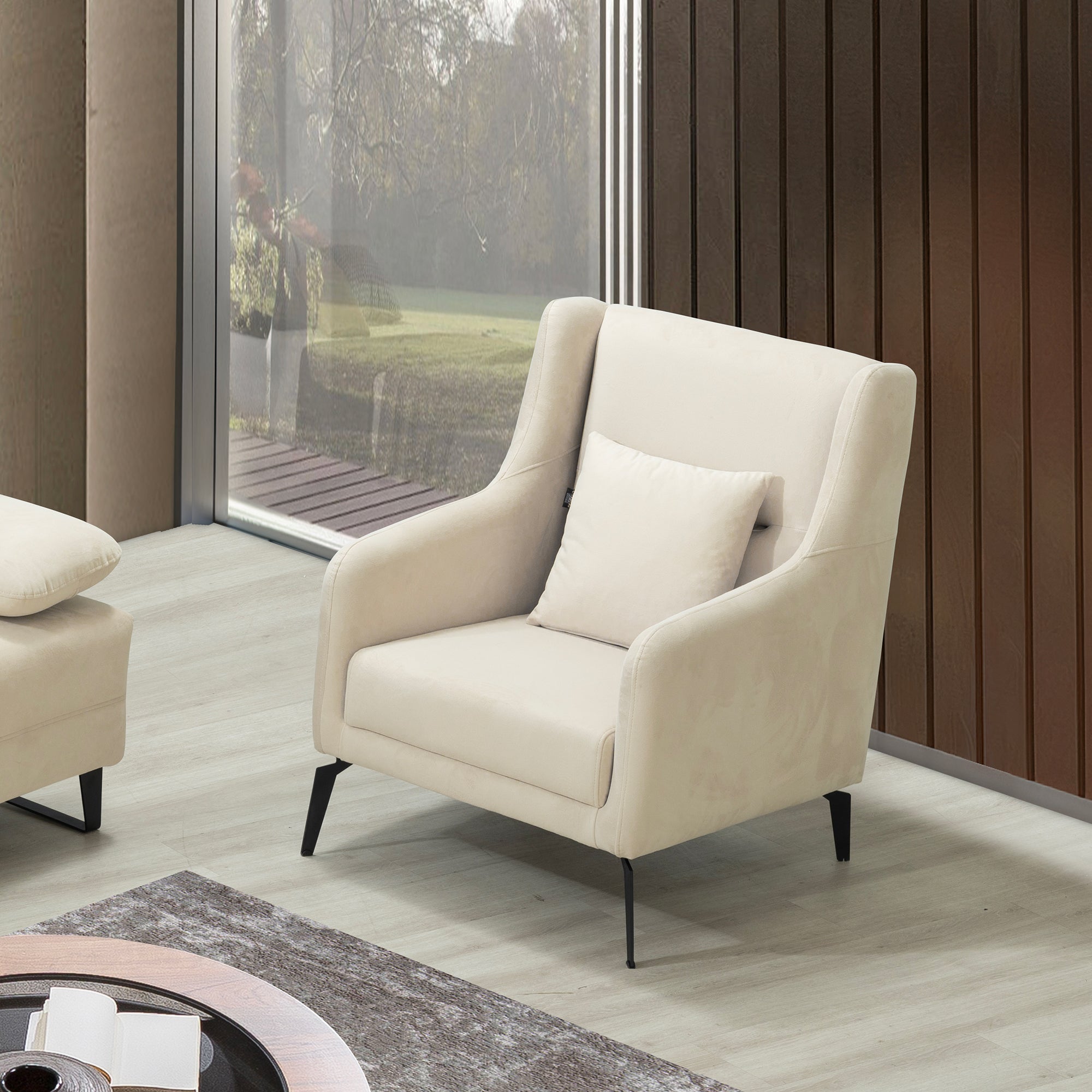 Luna - Armchair - Beige Fabric