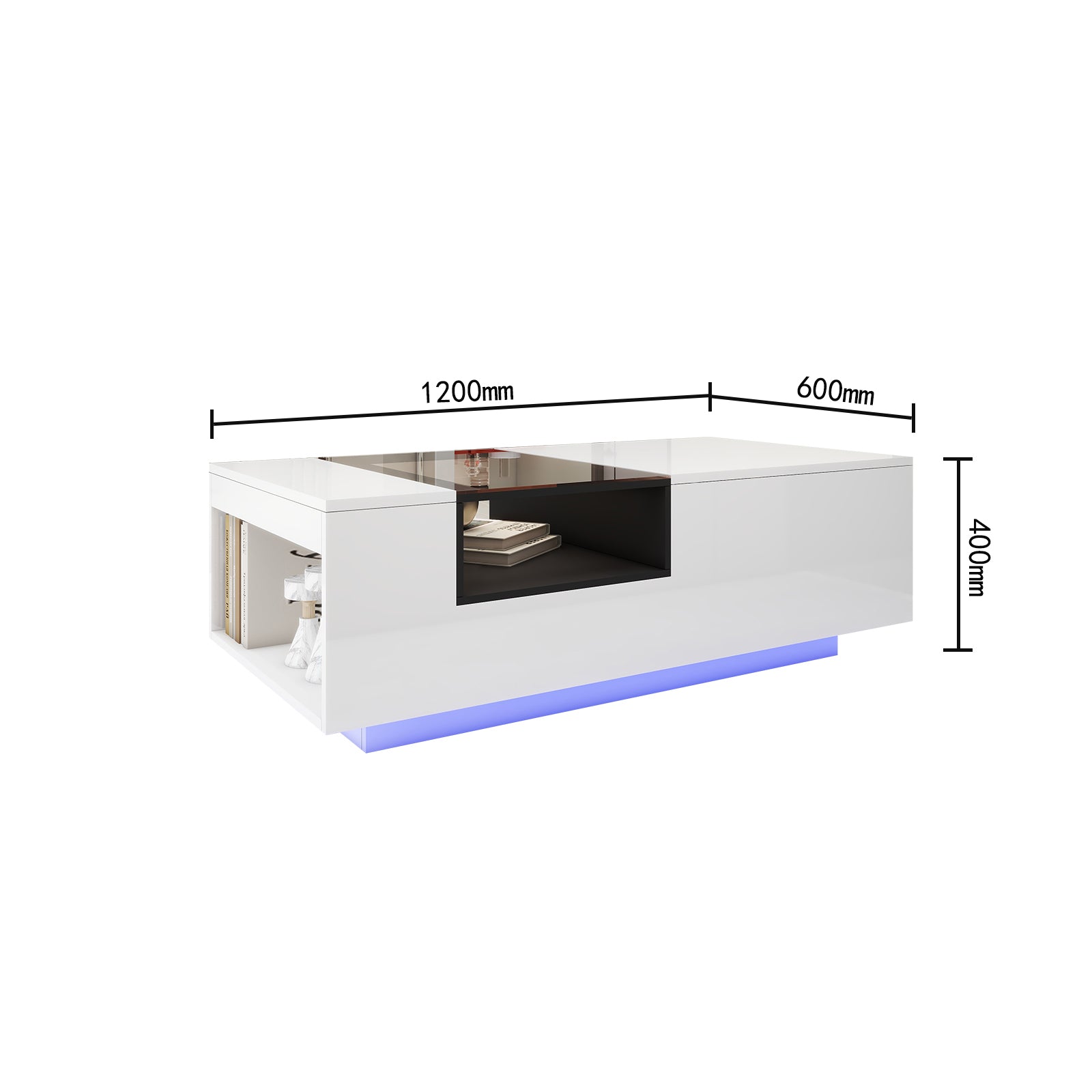 Callie - Table Basse LED - Blanc Lustré