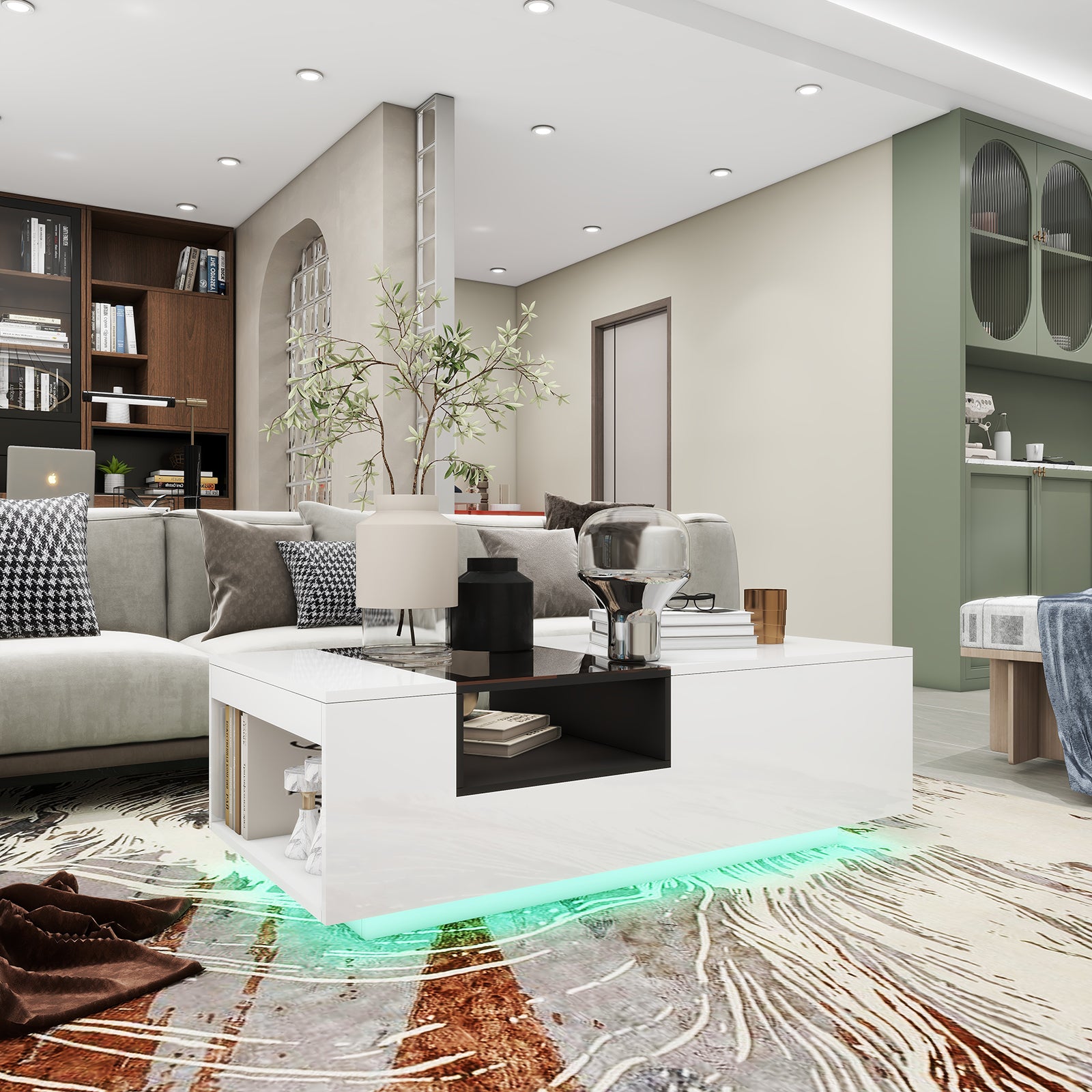 Callie - Table Basse LED - Blanc Lustré