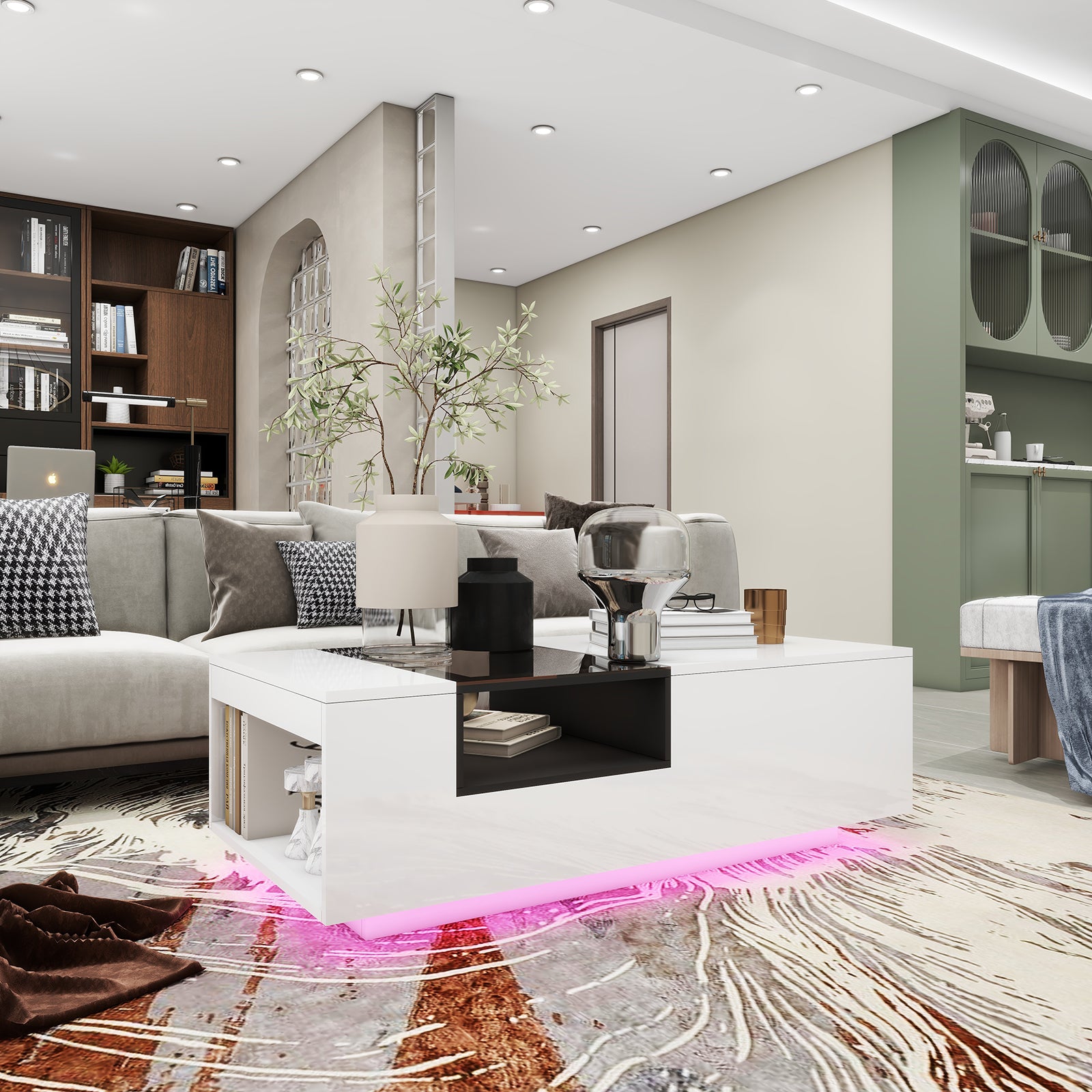 Callie - Table Basse LED - Blanc Lustré