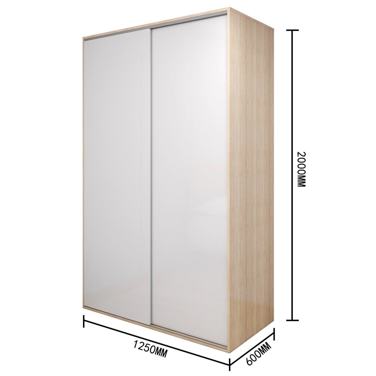 Vista - Wardrobe - Sliding Doors - Glossy White and Oak