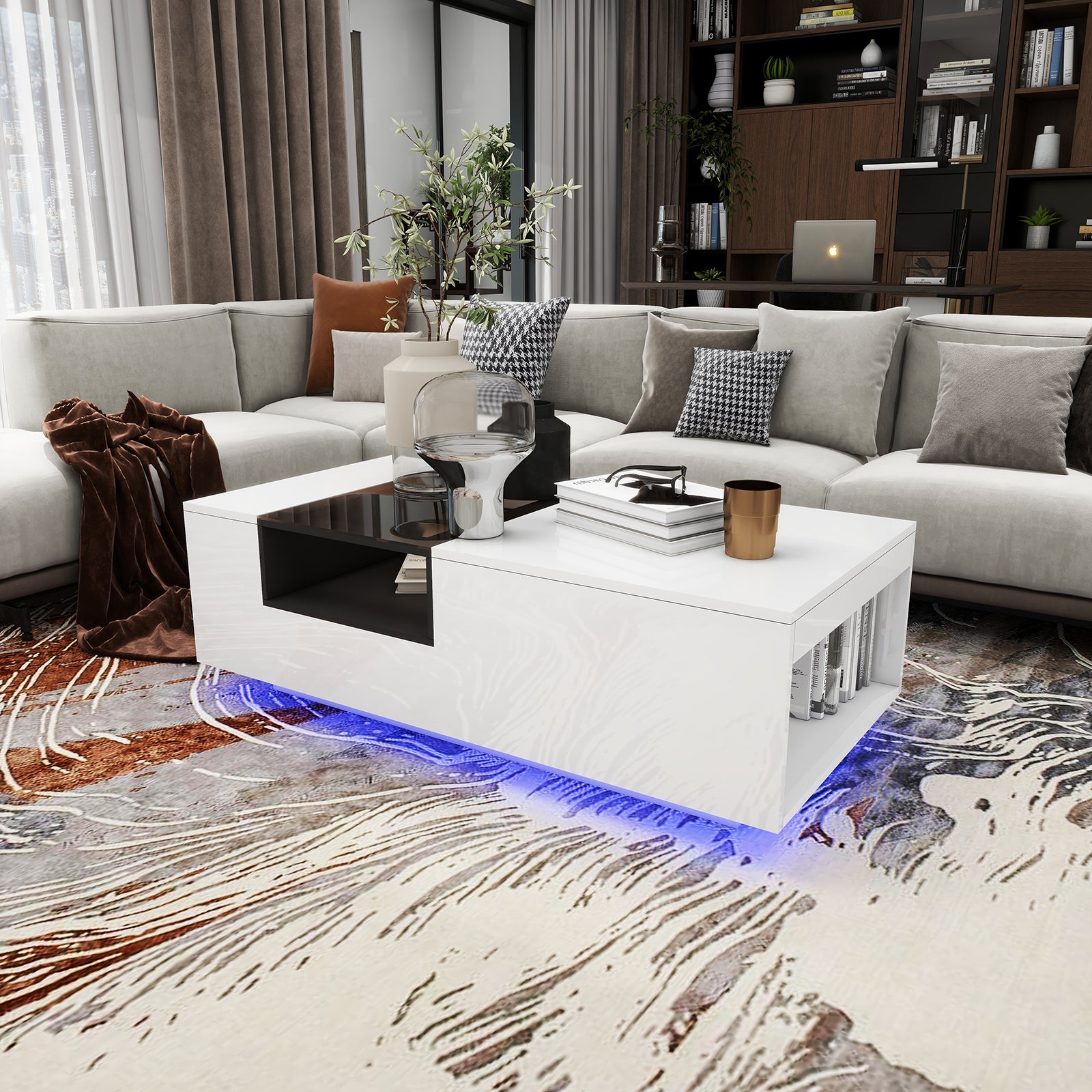 Callie - Table Basse LED - Blanc Lustré