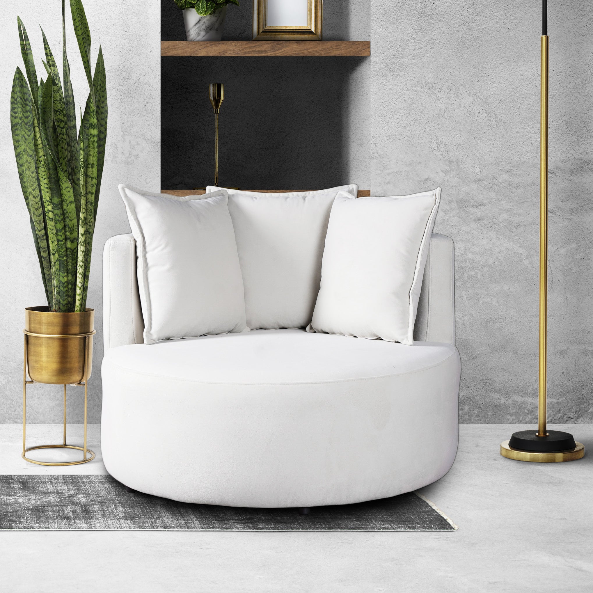 Robin - Cuddler Wrap Armchair - Light Cream Fabric