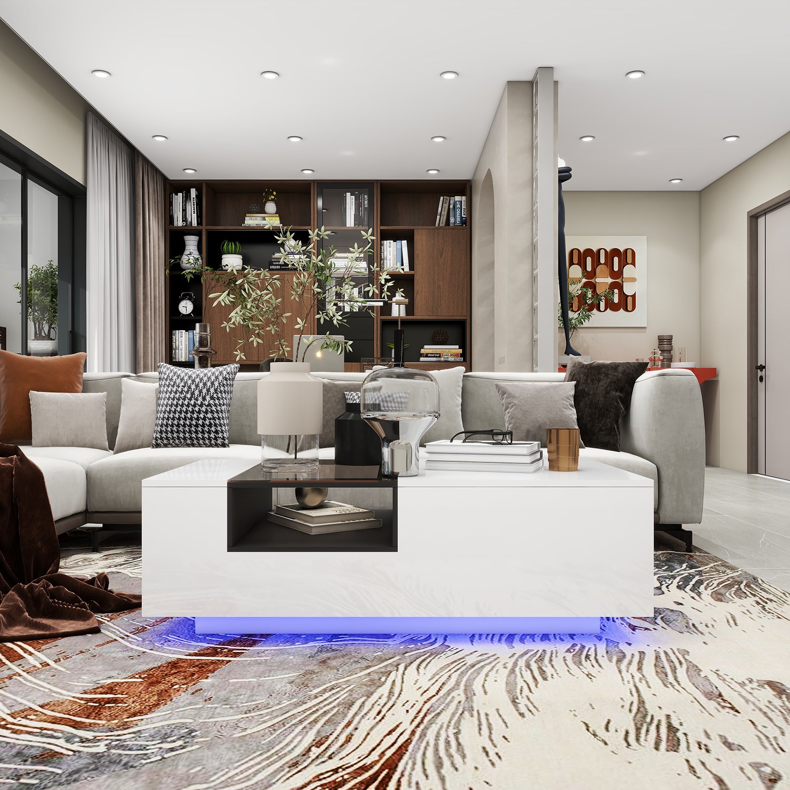 Callie - Table Basse LED - Blanc Lustré