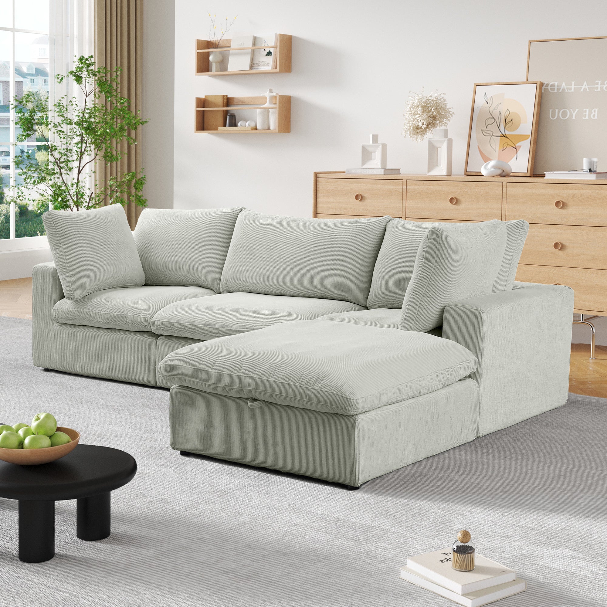Cozy - Modular Sectional Sofa - Light Grey Fabric
