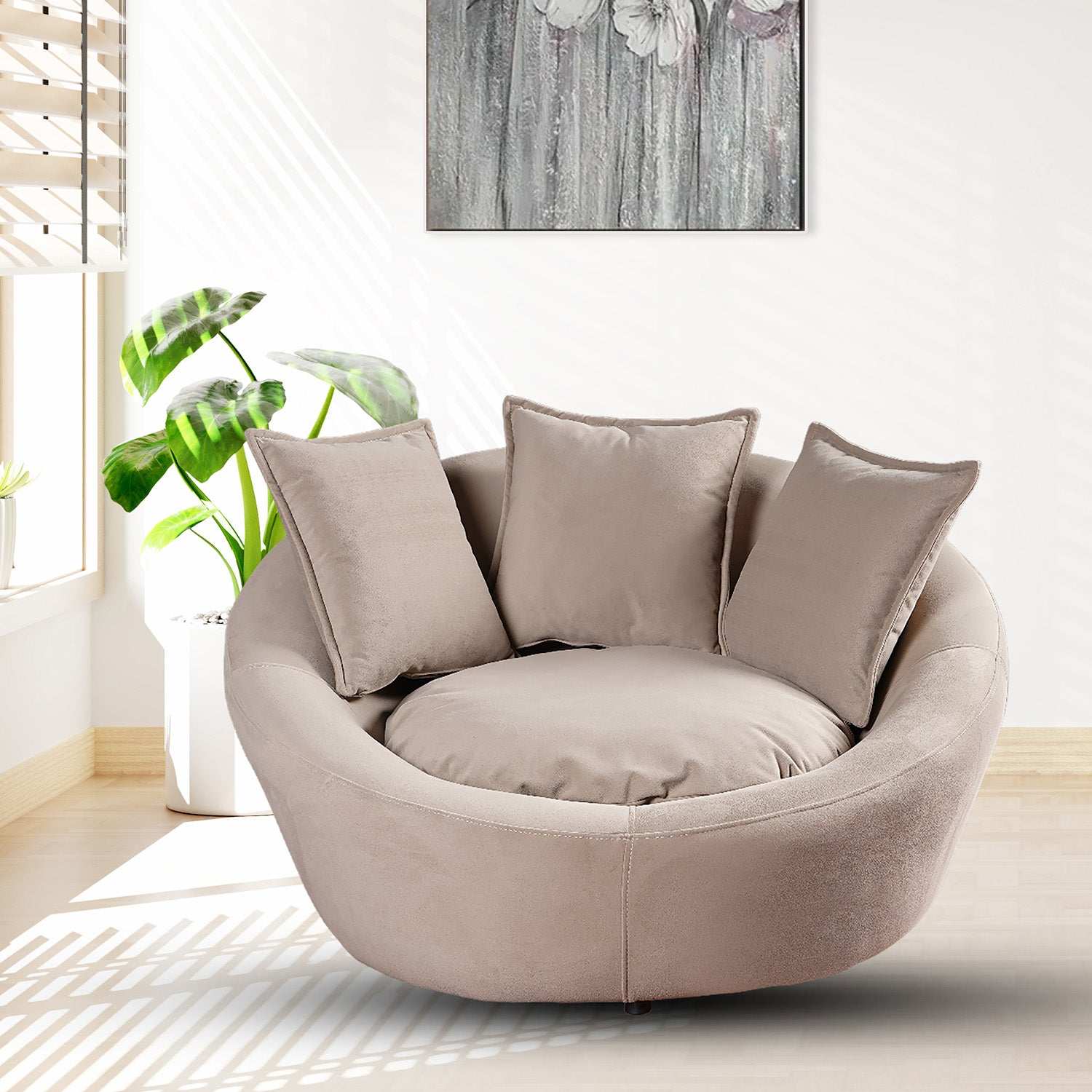 River - Fauteuil Enveloppant Pivotant ''Cuddler'' - Tissu Brun