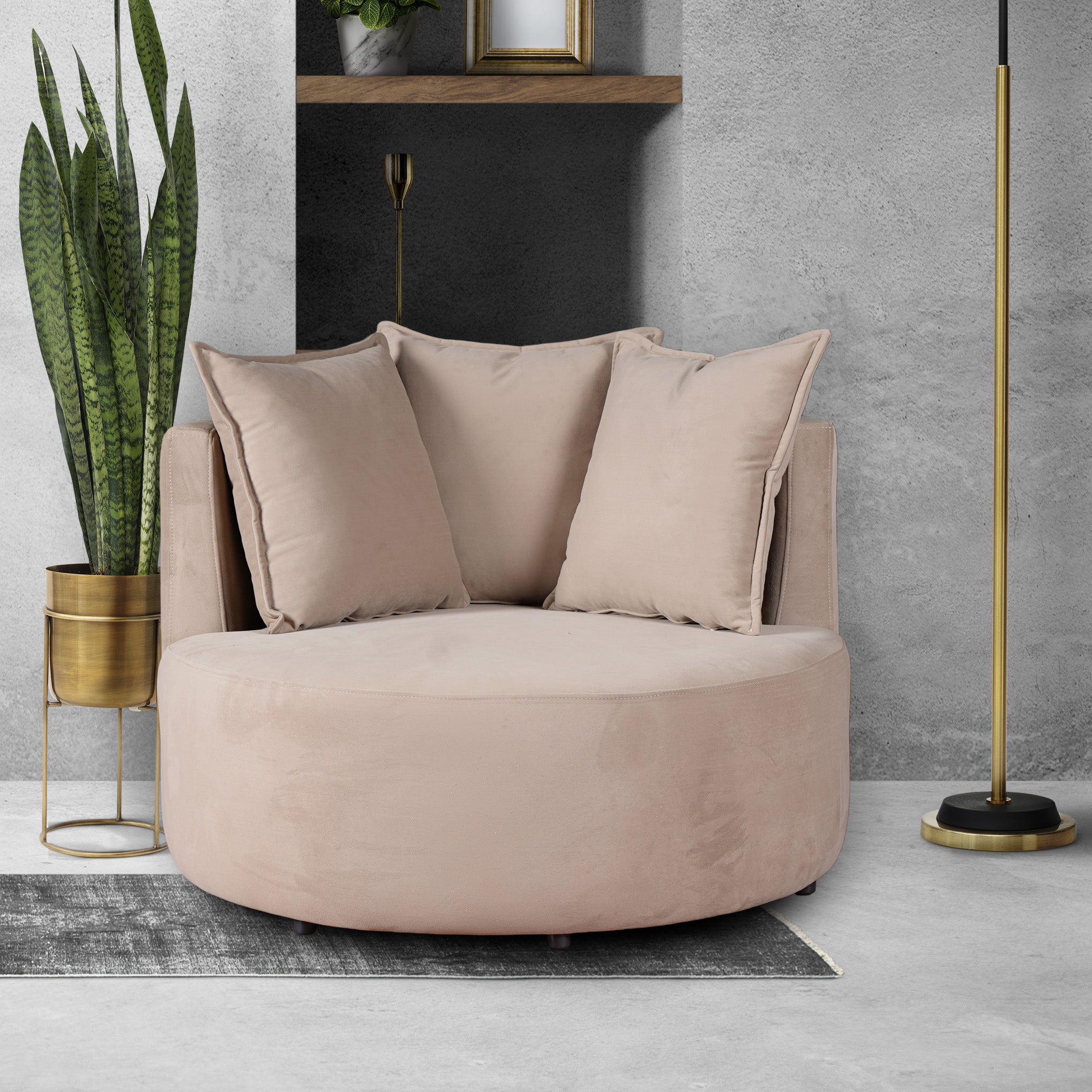 Robin - Cuddler Enveloping Armchair - Brown Fabric