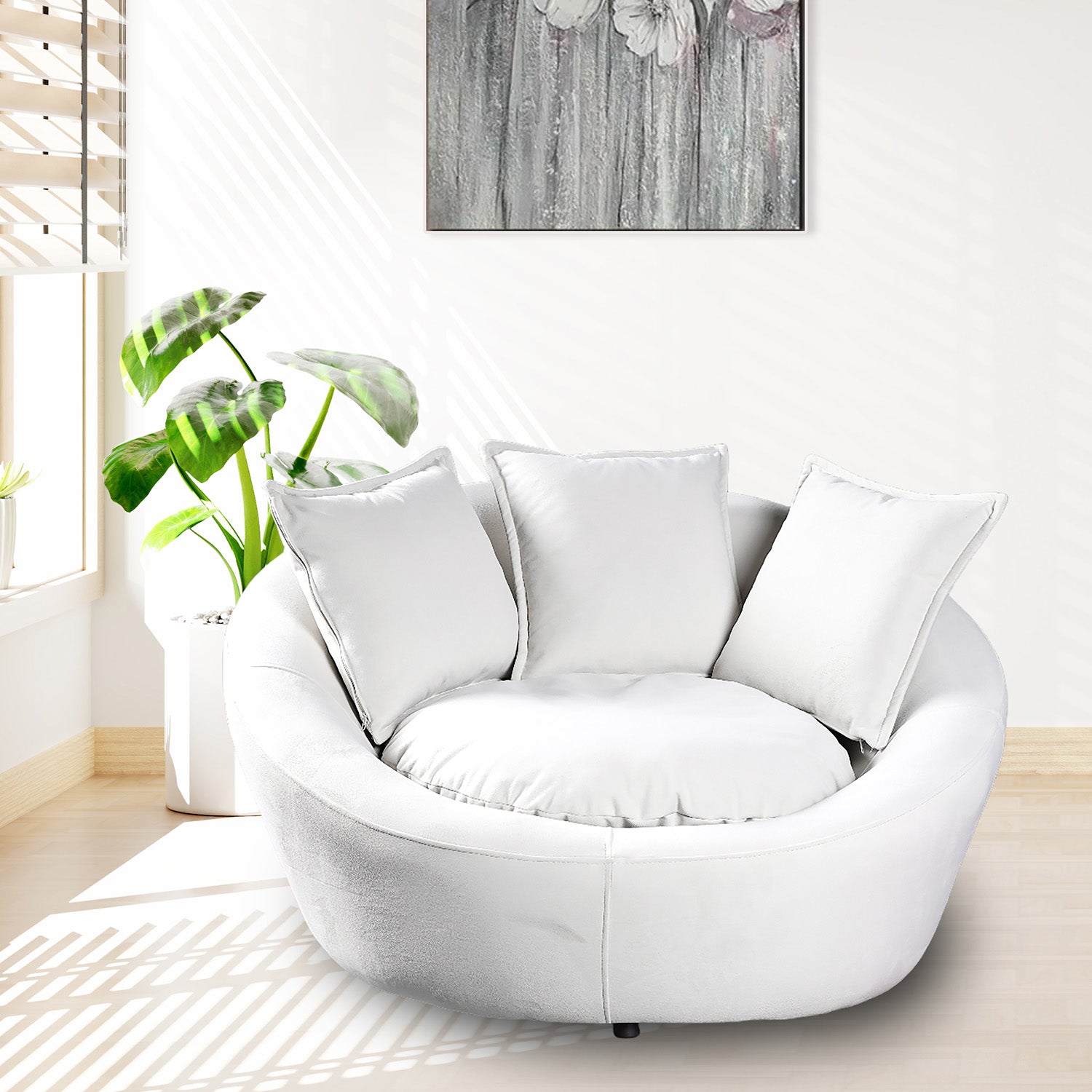 River - Fauteuil Enveloppant Pivotant ''Cuddler'' - Tissu Crème